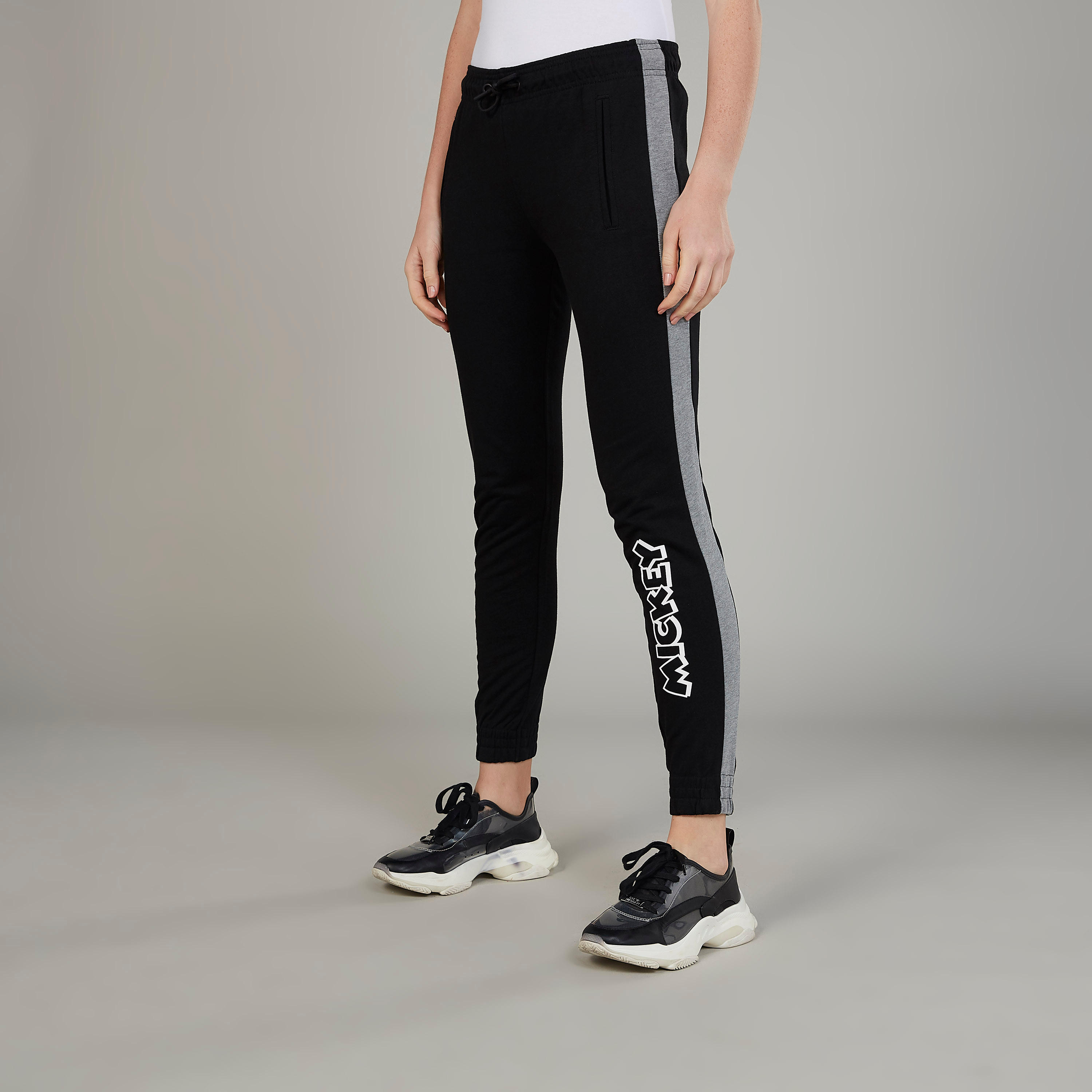 Slim Fit Full Length Mickey Mouse Printed Pants with Drawstring-women-clothing-bottoms-leggings-image-1