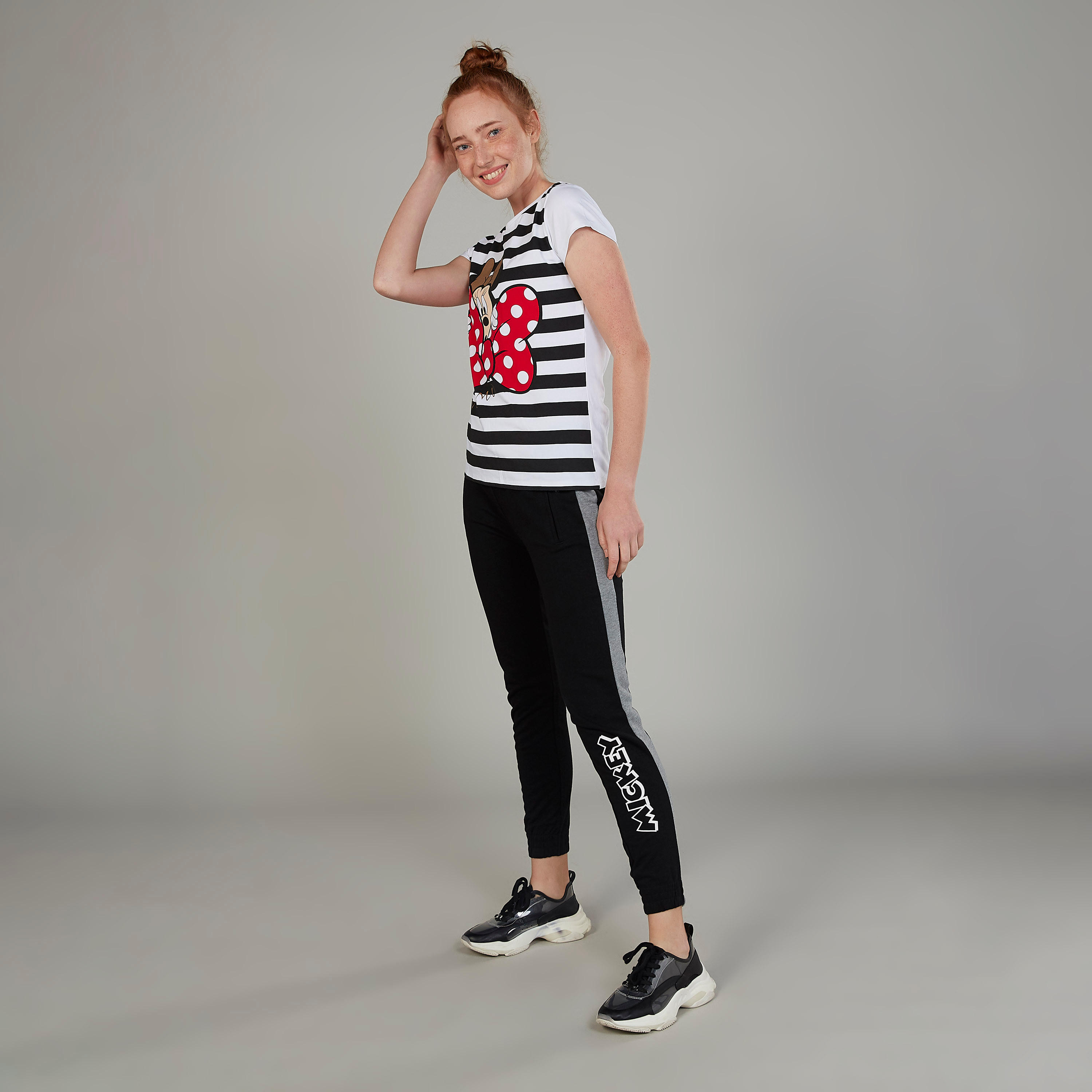 Slim Fit Full Length Mickey Mouse Printed Pants with Drawstring-women-clothing-bottoms-leggings-image-2