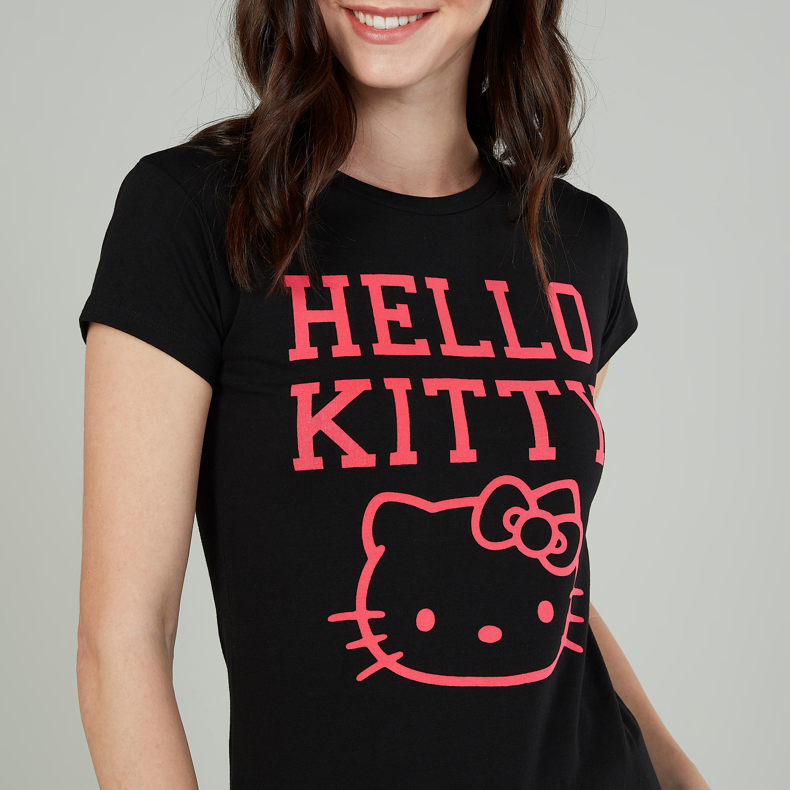 Hello Kitty Printed T-shirt with Crew Neck and Cap Sleeves-women-clothing-tshirts-image-3