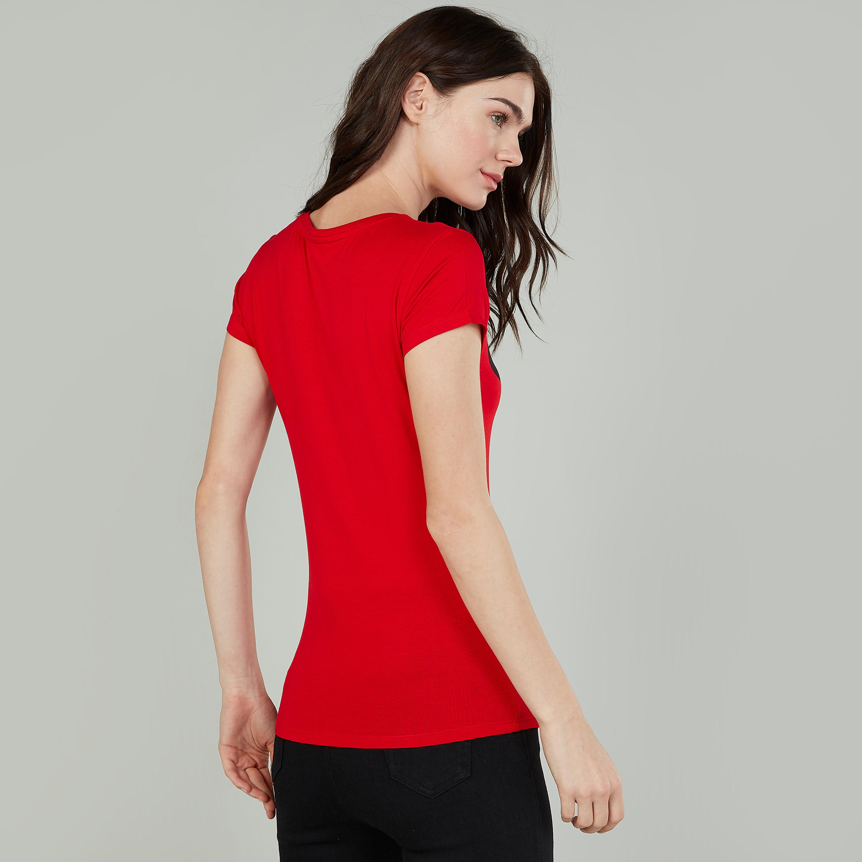 تيشيرت مستدام سكيني فيت بأكمام كاب وطبعات ميني ماوس-women-clothing-tshirts-image-4