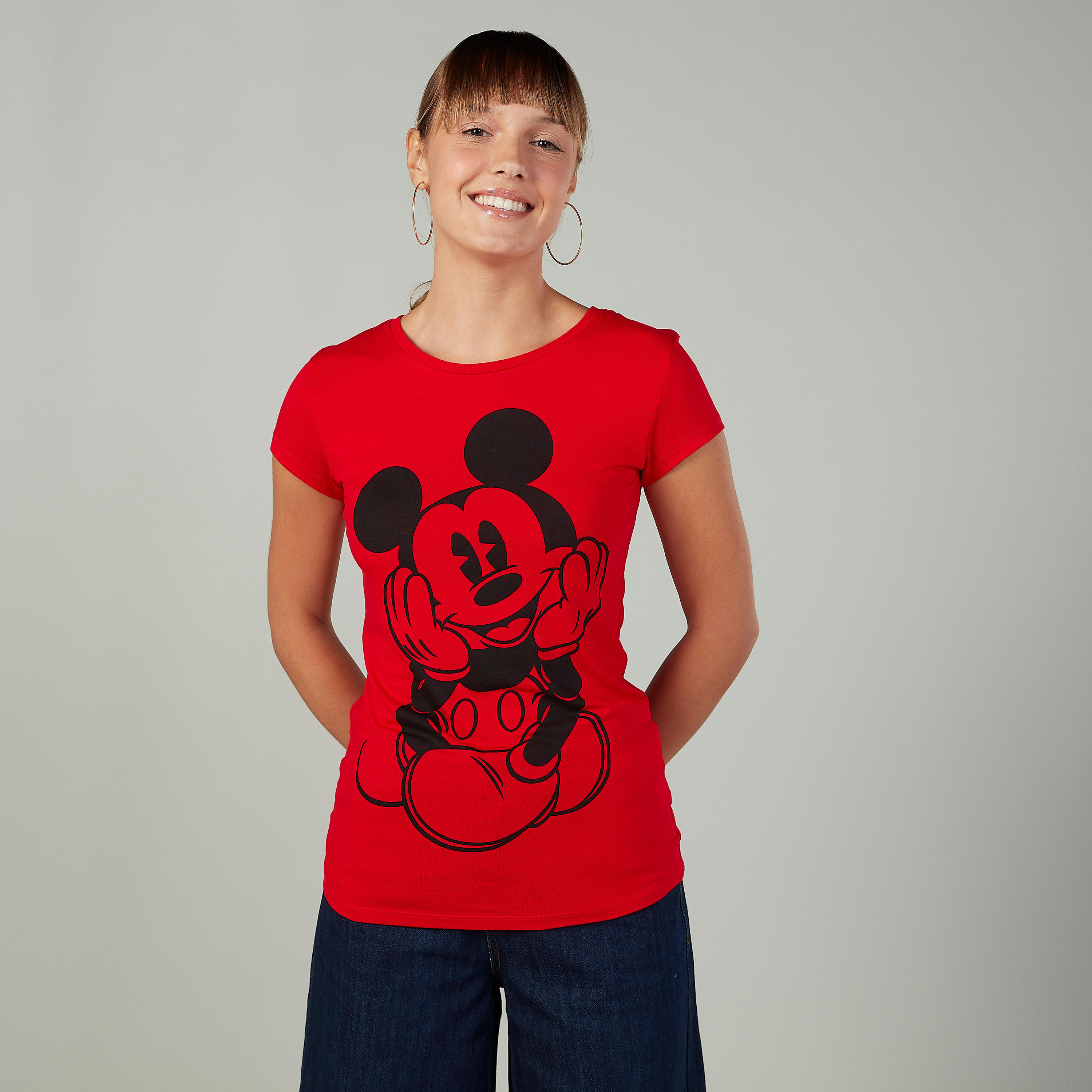 تيشيرت مستدام سكيني بياقة مستديرة وطبعات ميكي ماوس-women-clothing-tshirts-image-1