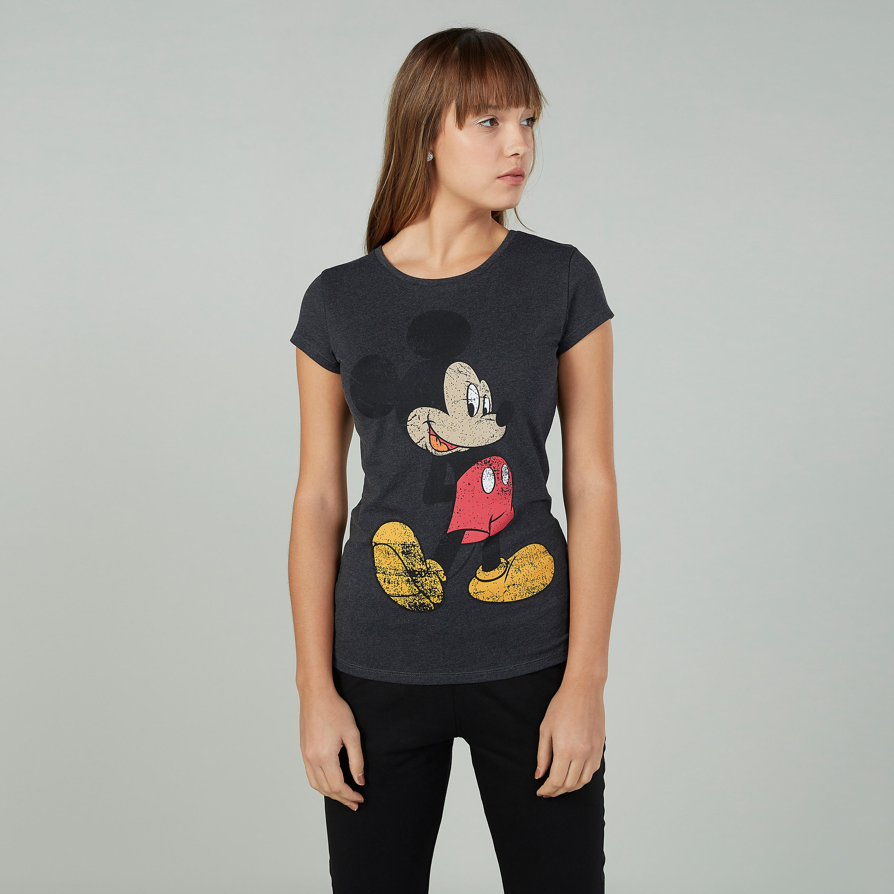 Sustainable Mickey Mouse Printed T-shirt with Round Neck-women-clothing-tshirts-image-1