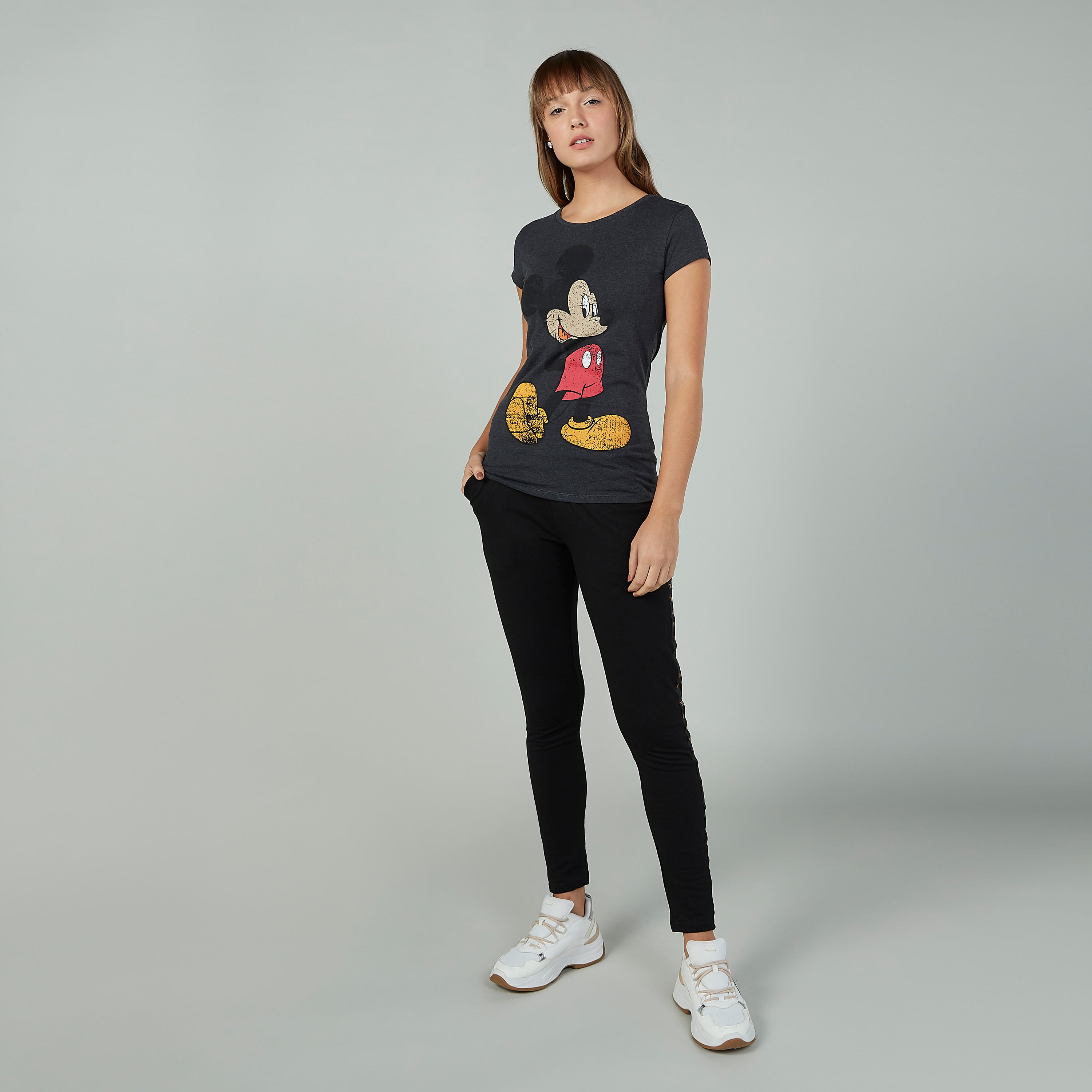 Sustainable Mickey Mouse Printed T-shirt with Round Neck-women-clothing-tshirts-image-2