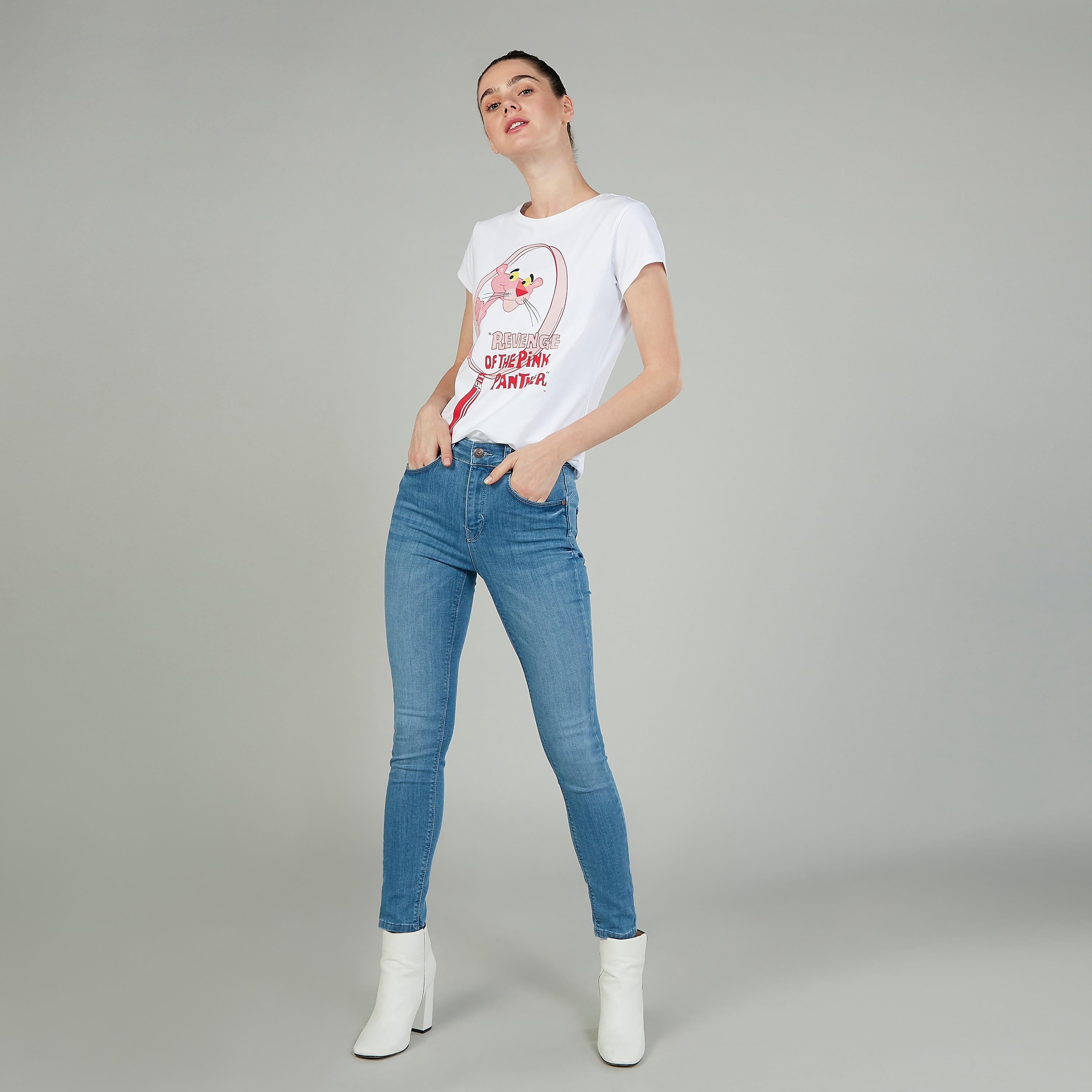 Sustainable Pink Panther Printed T-shirt with Crew Neck-women-clothing-tshirts-image-2