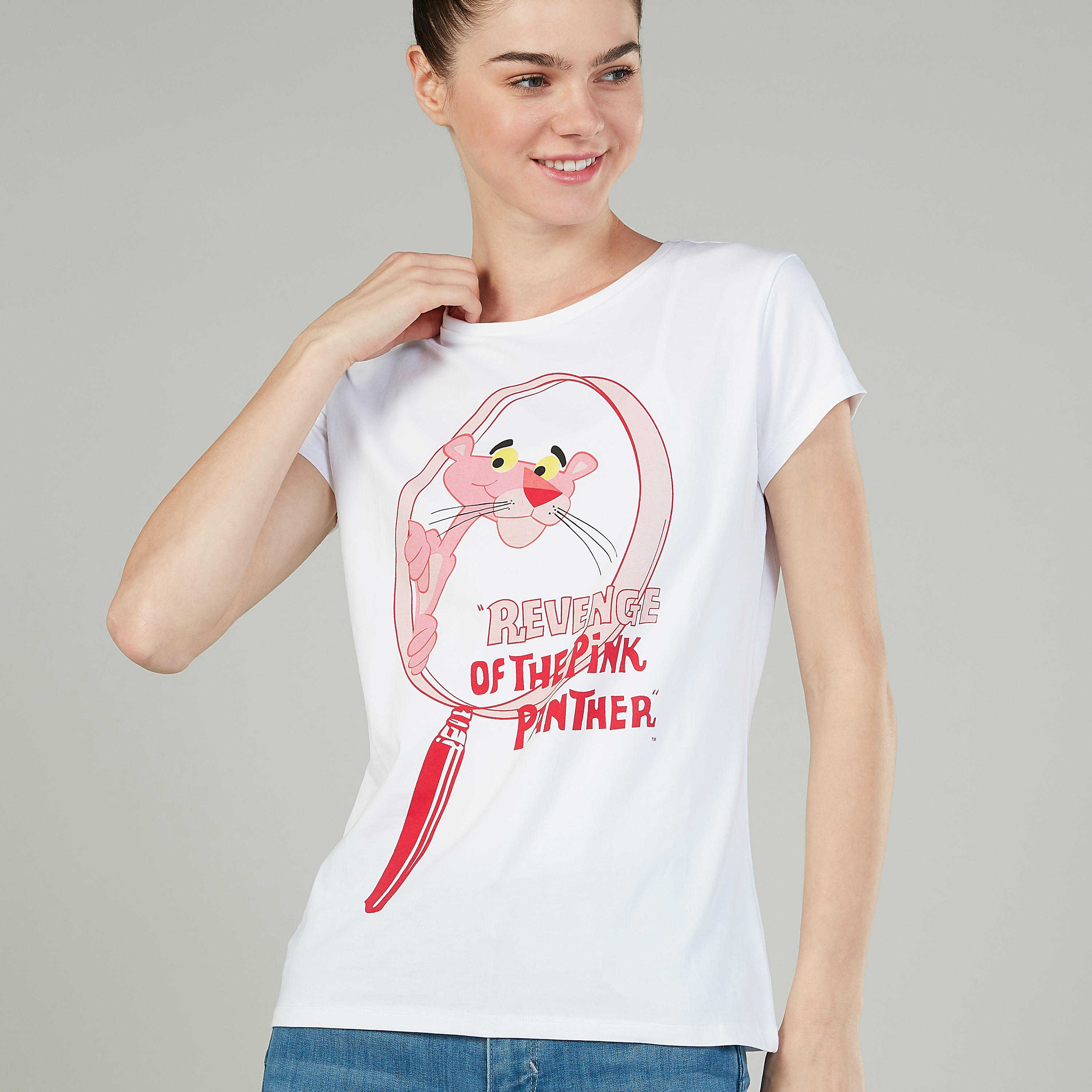 Sustainable Pink Panther Printed T-shirt with Crew Neck-women-clothing-tshirts-image-3
