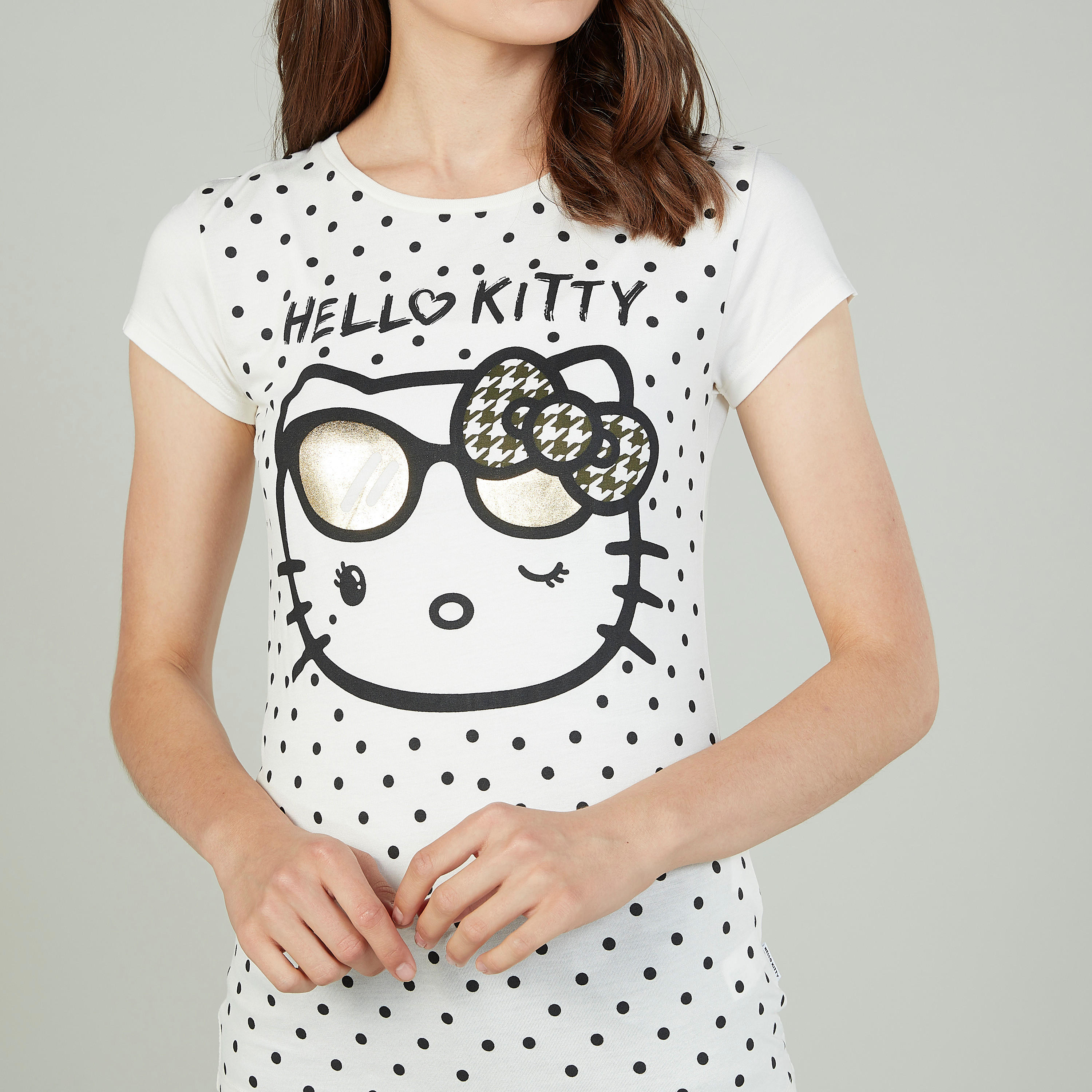 Sustainable Skinny Fit Hello Kitty Printed T-shirt with Round Neck-women-clothing-tshirts-image-3
