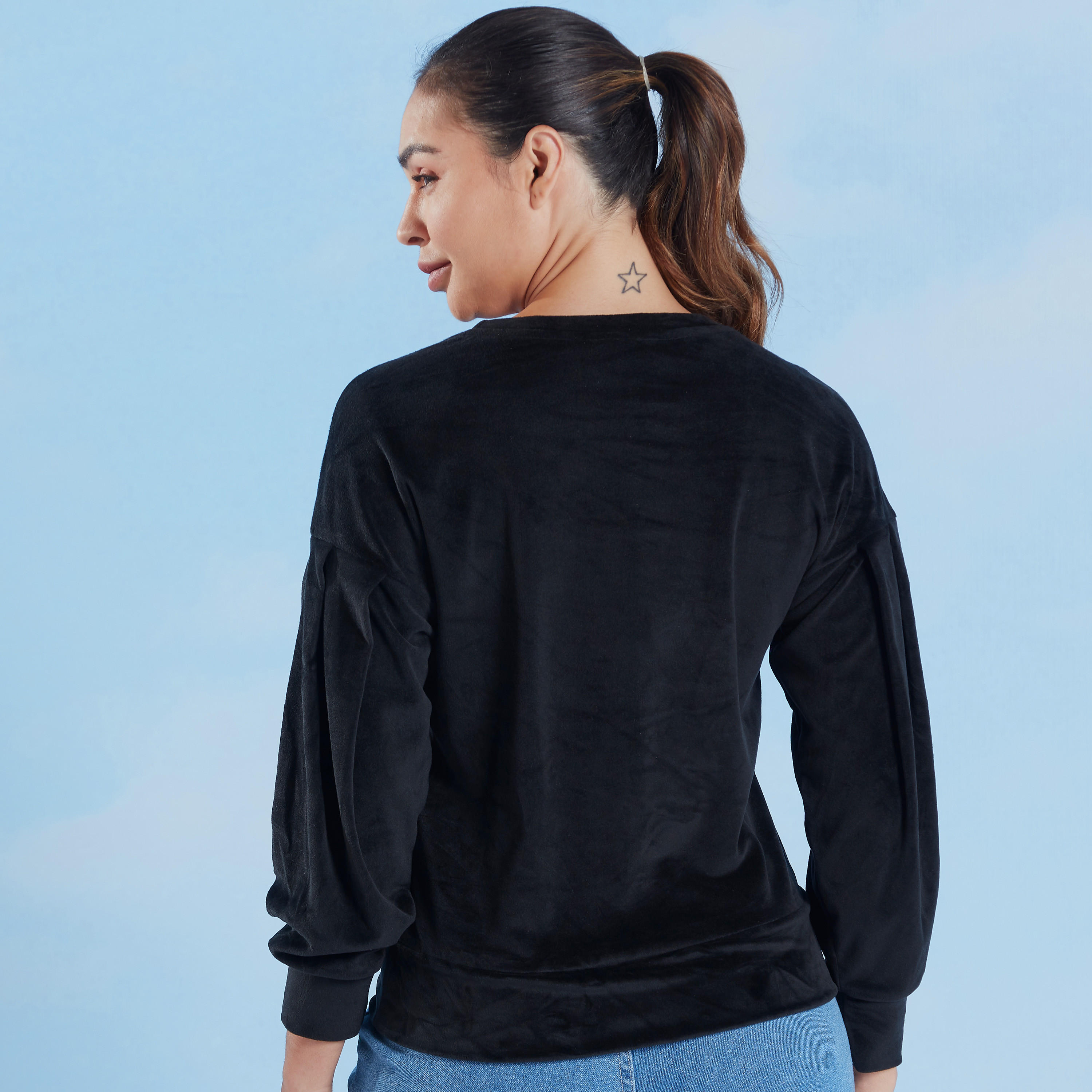 Mickey Mouse Printed Sweatshirt with Round Neck and Long Sleeves-women-winterwear-hoodiesandsweatshirts-sweatshirts-image-4
