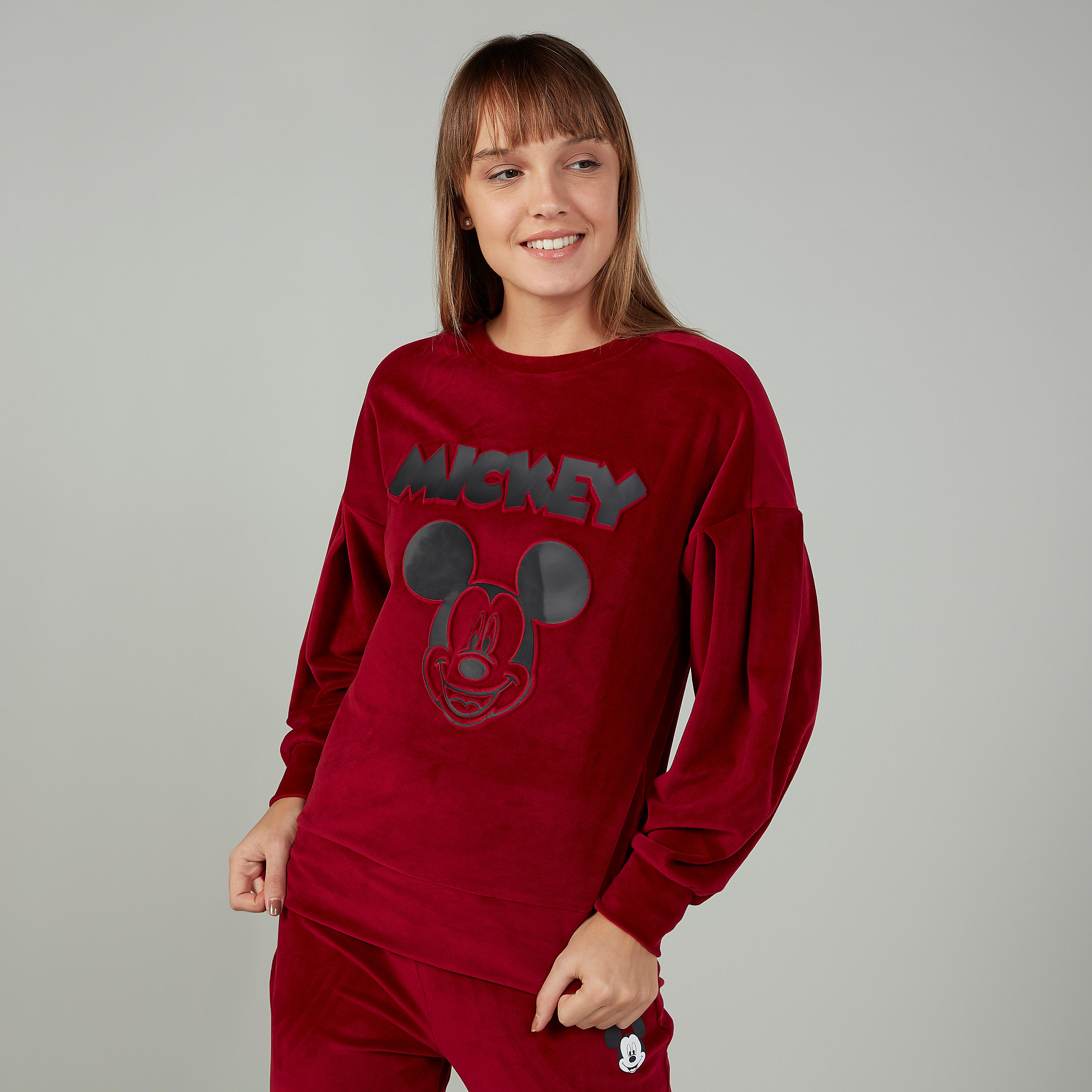 Mickey Mouse Printed Sweatshirt with Round Neck and Long Sleeves-women-winterwear-hoodiesandsweatshirts-sweatshirts-image-1