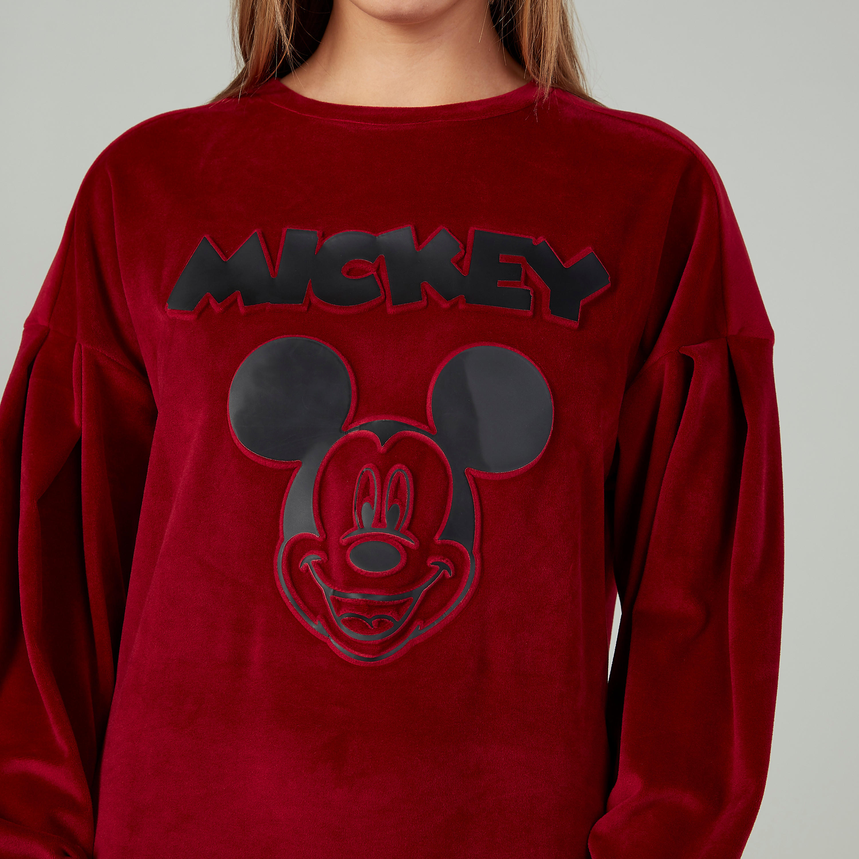 Mickey Mouse Printed Sweatshirt with Round Neck and Long Sleeves-women-winterwear-hoodiesandsweatshirts-sweatshirts-image-3