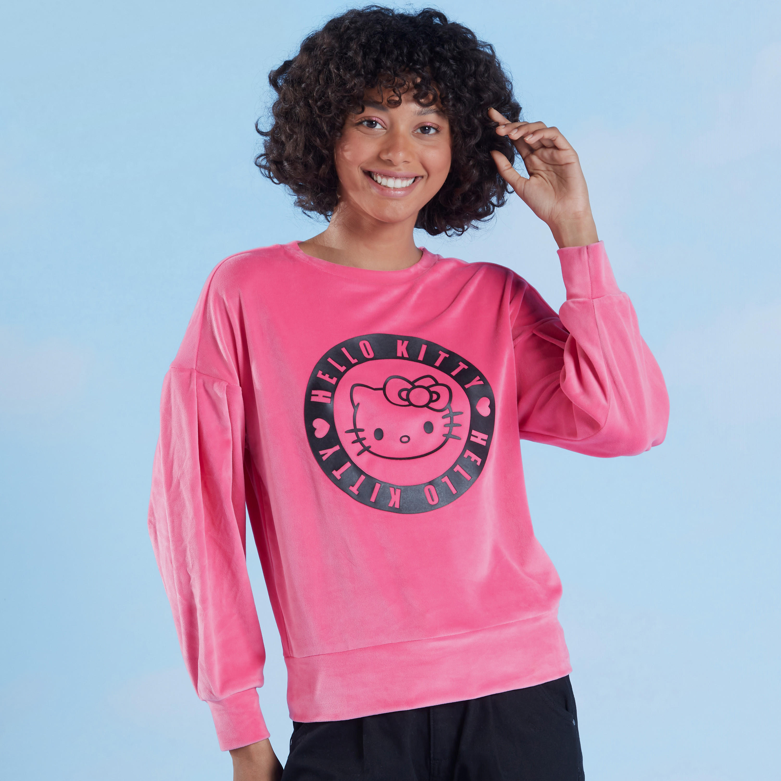 Hello Kitty Printed Sweatshirt with Round Neck and Long Sleeves-women-winterwear-hoodiesandsweatshirts-sweatshirts-image-1