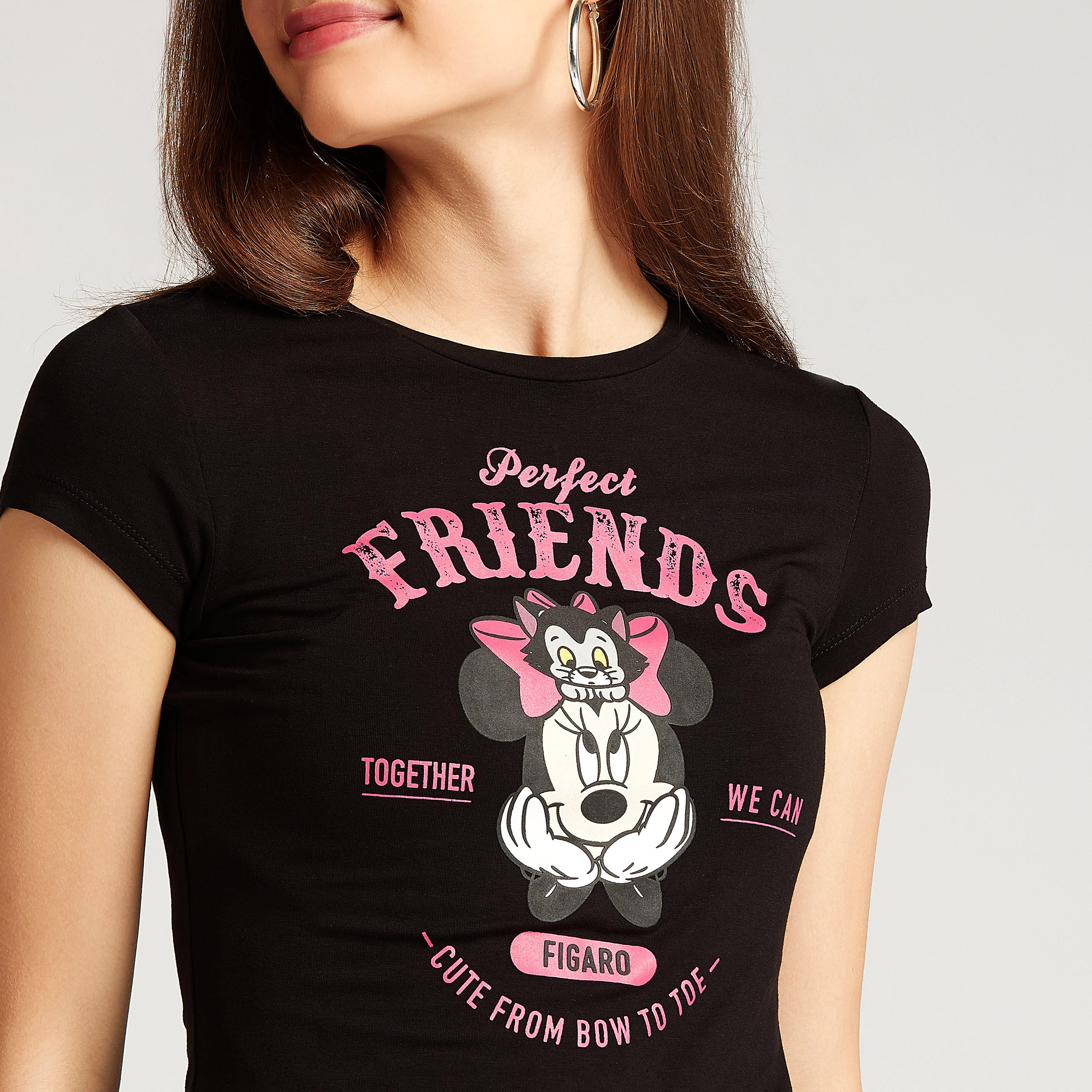 تيشيرت سكيني بياقة ضيقة وأكمام كاب وطبعات-women-clothing-tshirts-image-3