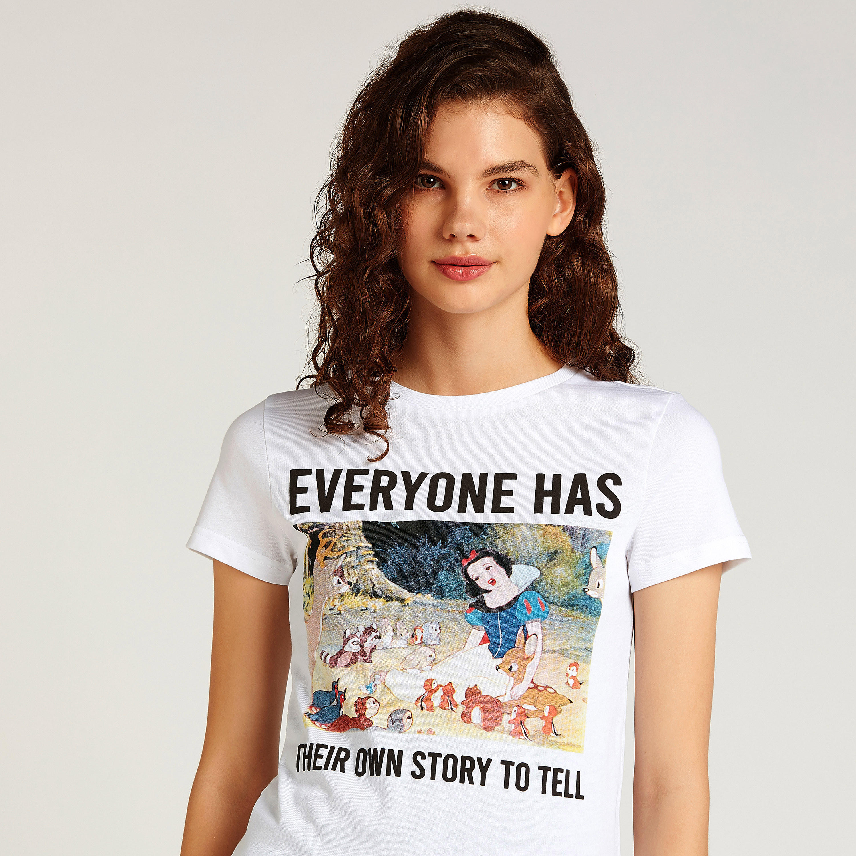 Snow White Print T-shirt with Crew Neck and Short Sleeves-women-clothing-tshirts-image-1