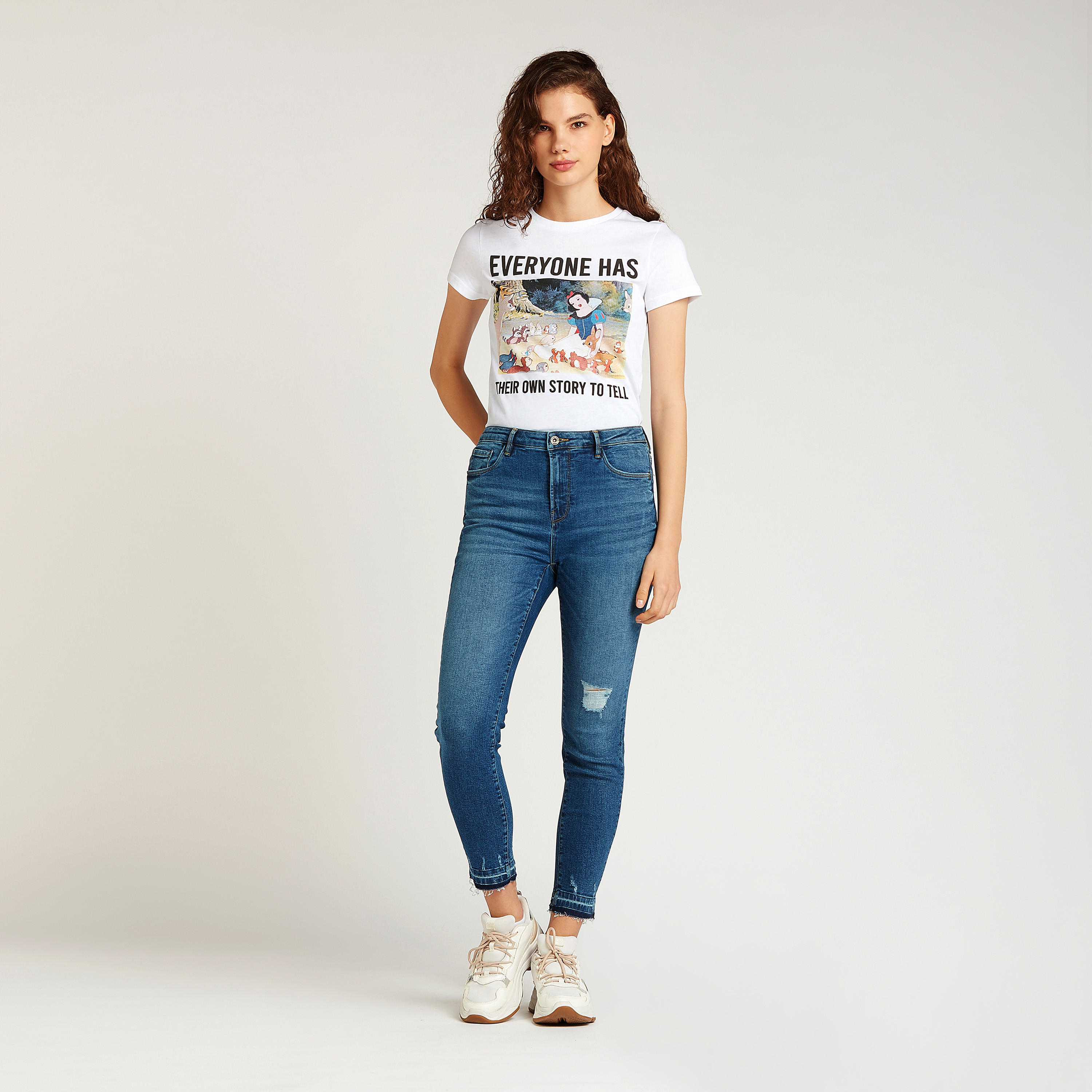 Snow White Print T-shirt with Crew Neck and Short Sleeves-women-clothing-tshirts-image-2