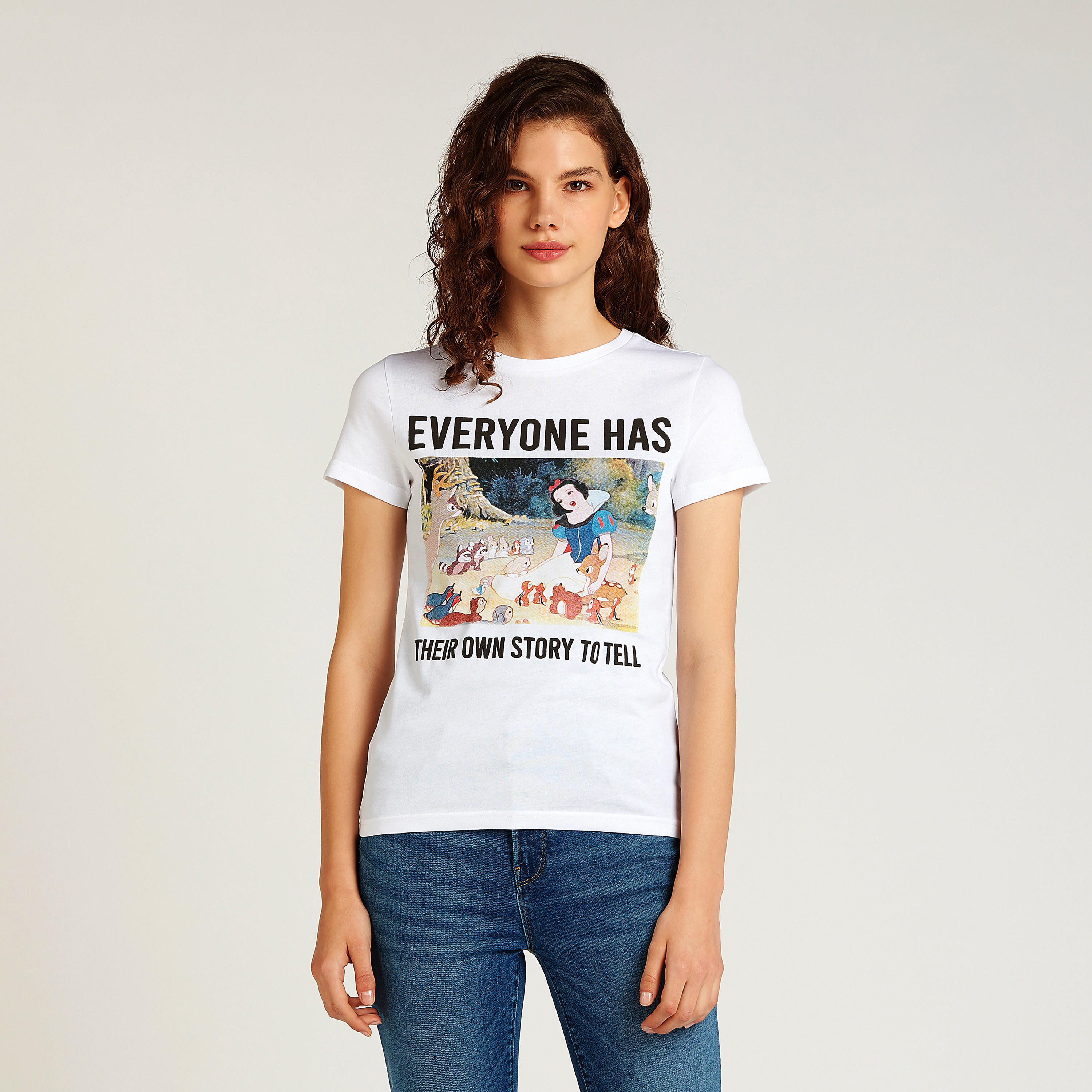 Snow White Print T-shirt with Crew Neck and Short Sleeves-women-clothing-tshirts-image-3
