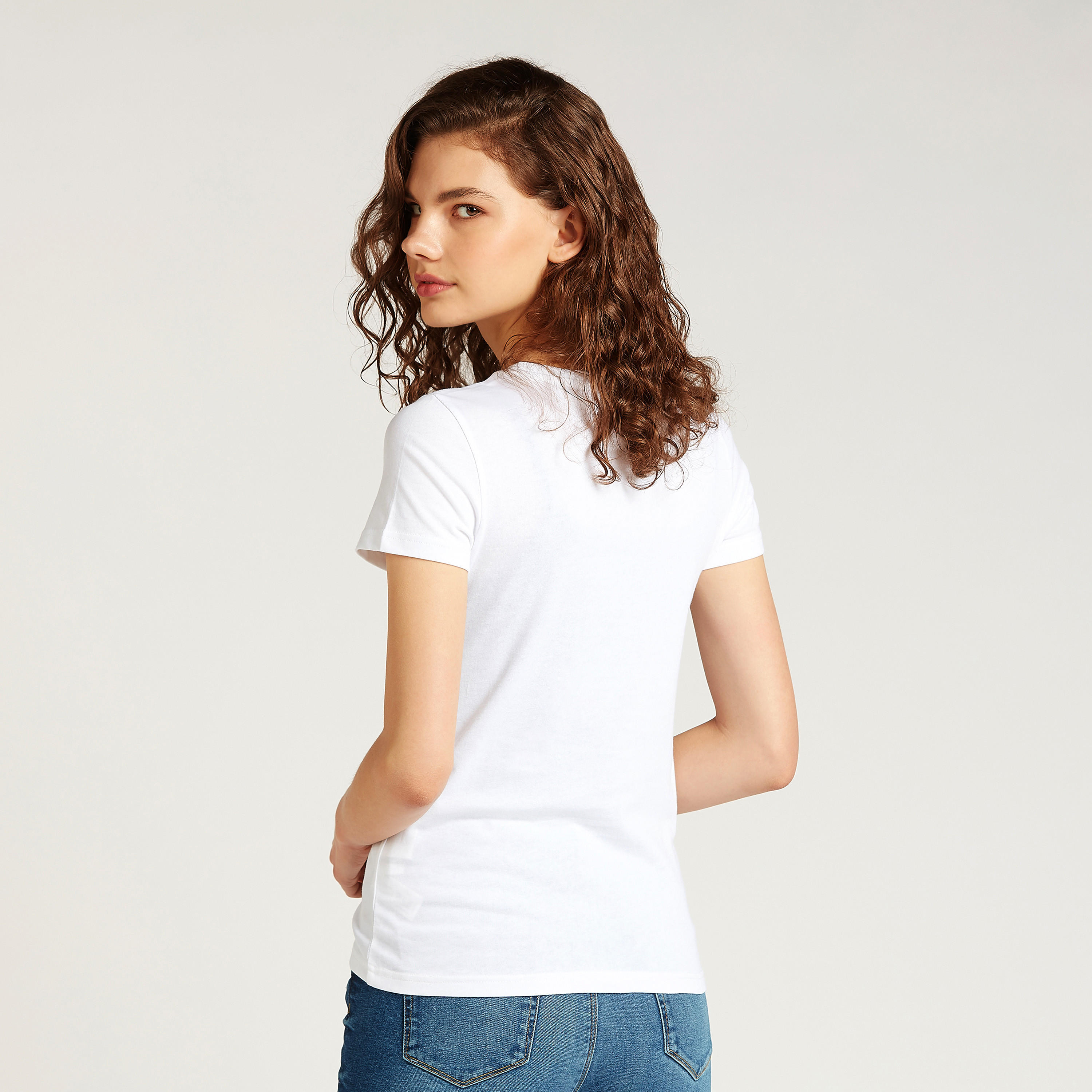 Snow White Print T-shirt with Crew Neck and Short Sleeves-women-clothing-tshirts-image-4
