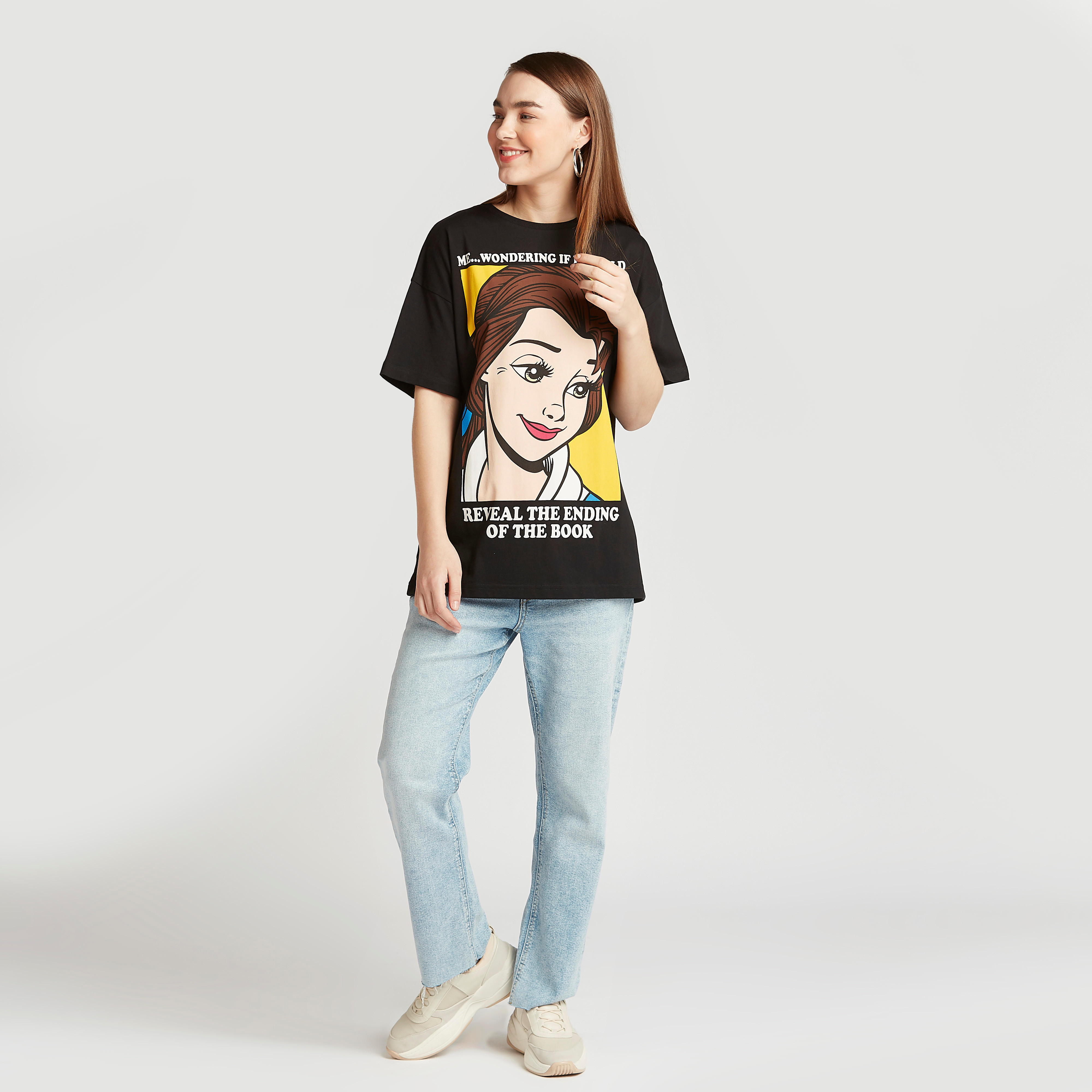 تيشيرت بياقة ضيّقة وأكمام قصيرة وطبعات بيل-women-clothing-tshirts-image-2
