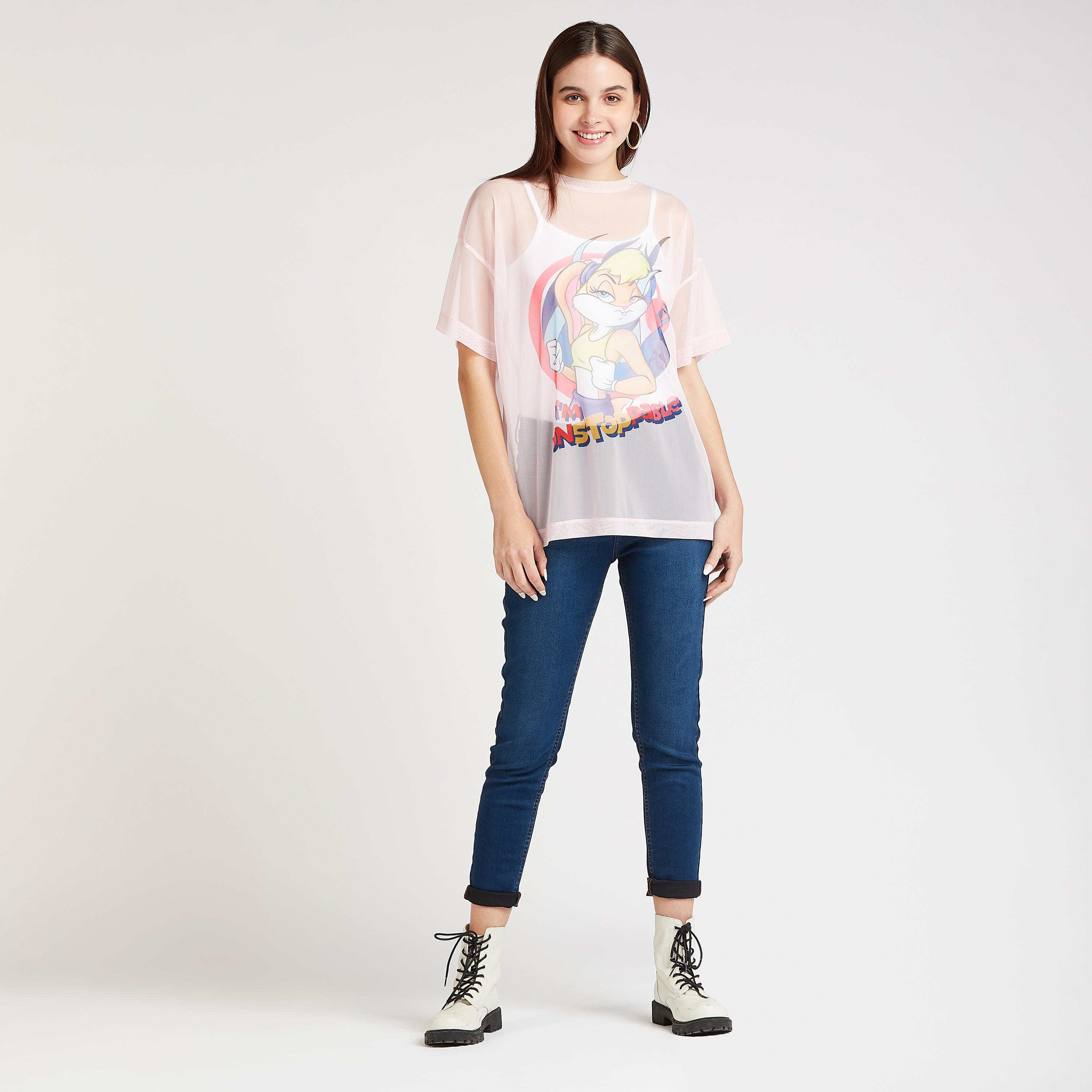 تيشيرت بياقة ضيّقة وأكتاف منسدلة وطبعات لولا باني-women-clothing-tshirts-image-2