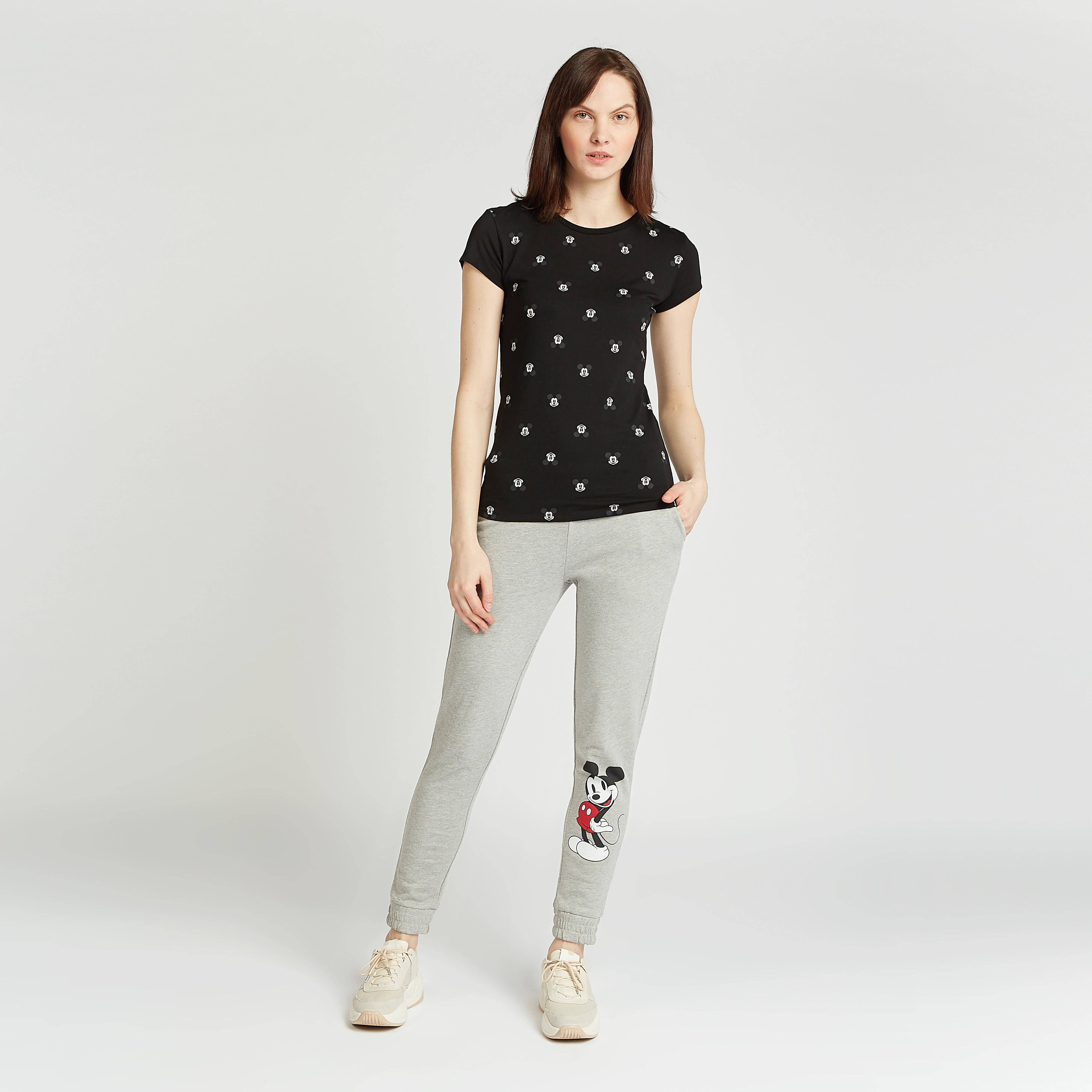 بنطلون رياضي بخصر مطّاطي وجيوب وطبعات ميكي ماوس-women-clothing-bottoms-joggers-image-2