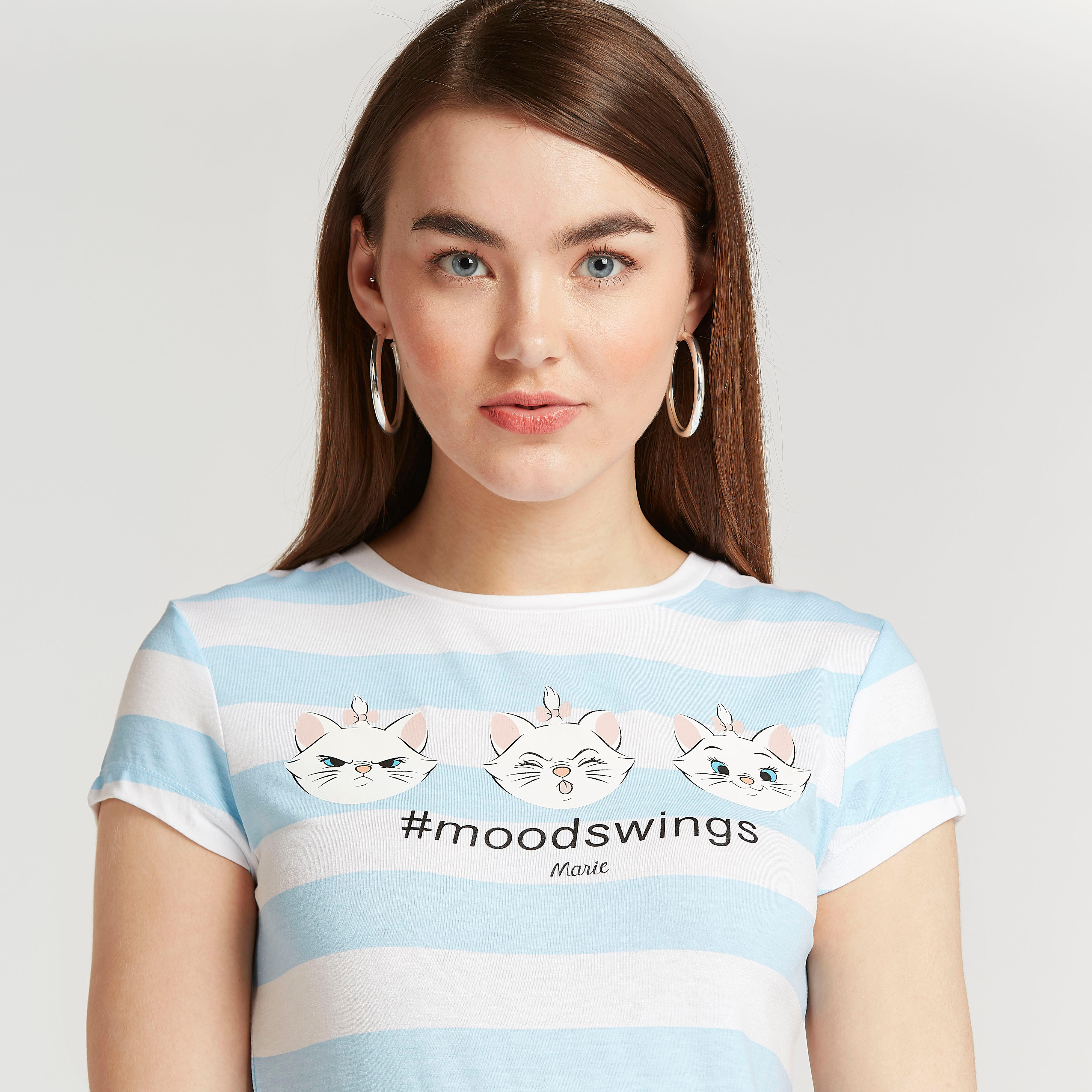 تيشيرت بياقة ضيّقة وأكمام كاب وطبعات ماري-women-clothing-tshirts-image-4