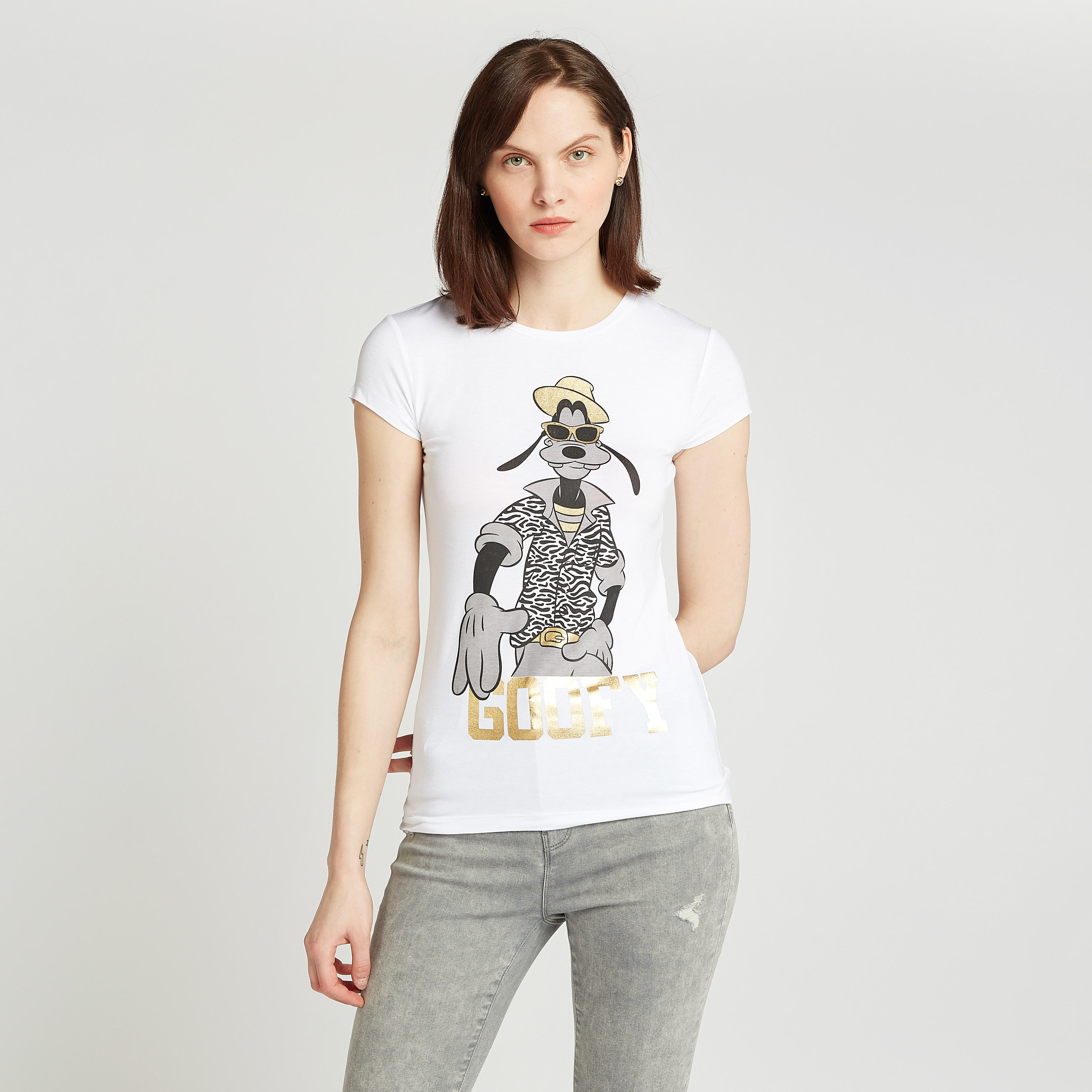 تيشيرت بياقة ضيّقة وأكمام كاب وطبعات جوفي-women-clothing-tshirts-image-1