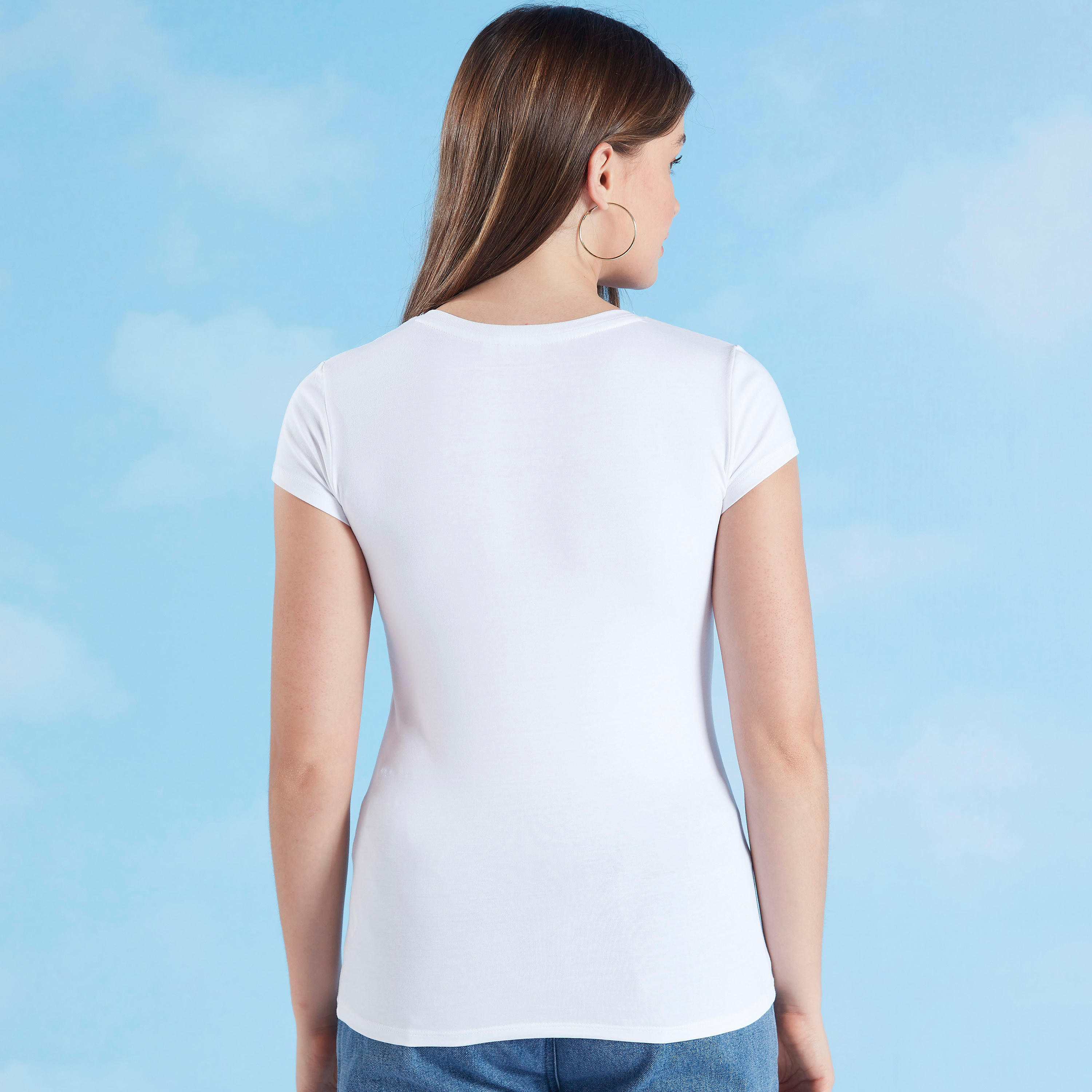 تيشيرت بأكمام كاب وقصة سكيني وطبعات مارفل-women-clothing-tshirts-image-1