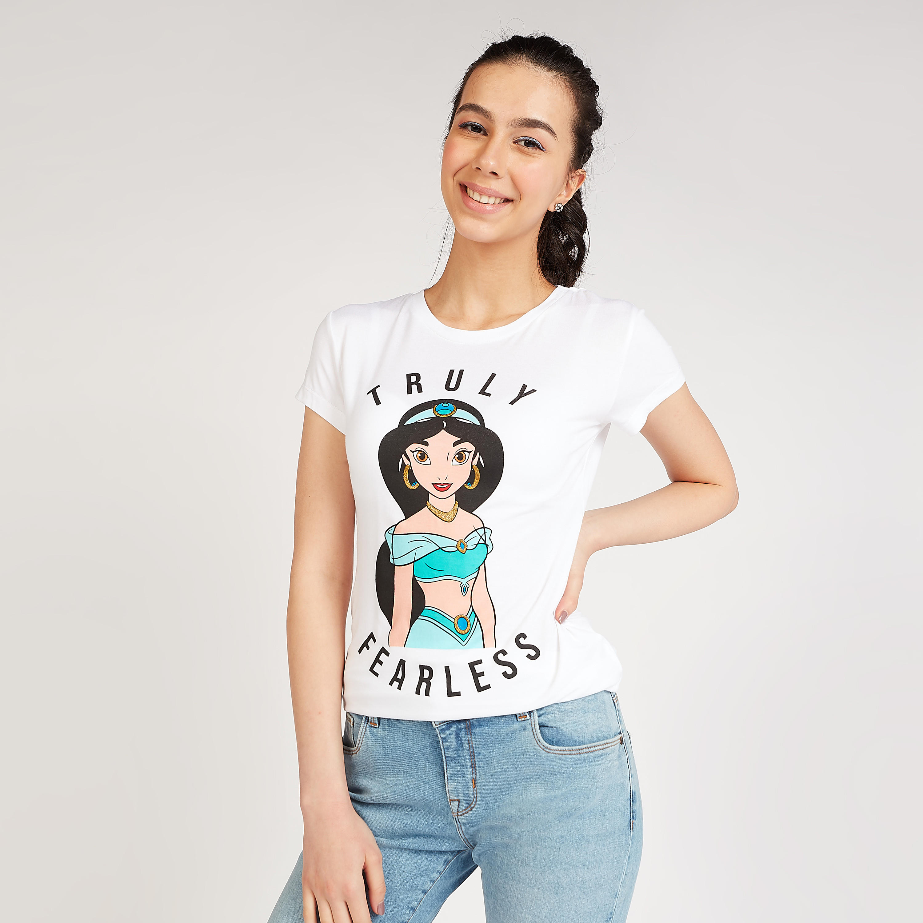 تيشيرت سكيني فيت بياقة مستديرة وأكمام قصيرة وطبعات جاسمين-women-clothing-tshirts-image-1