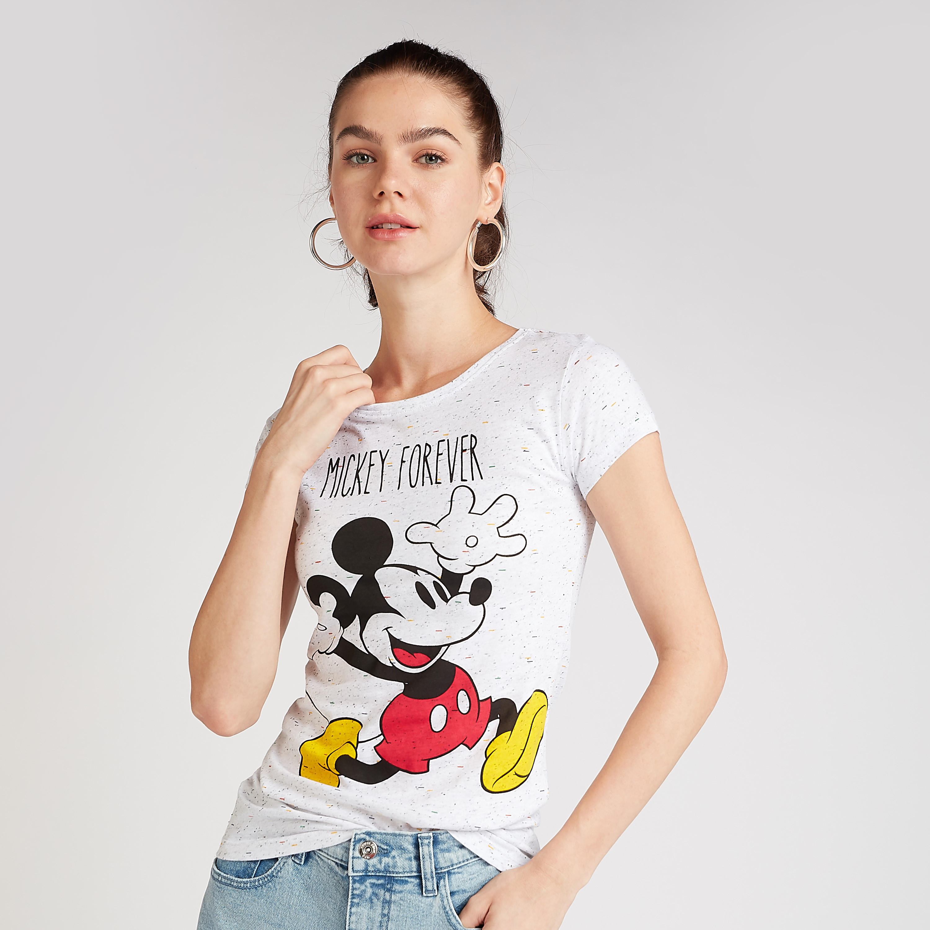 Sustainable Mickey Mouse Print T-shirt with Crew Neck-women-clothing-tshirts-image-1