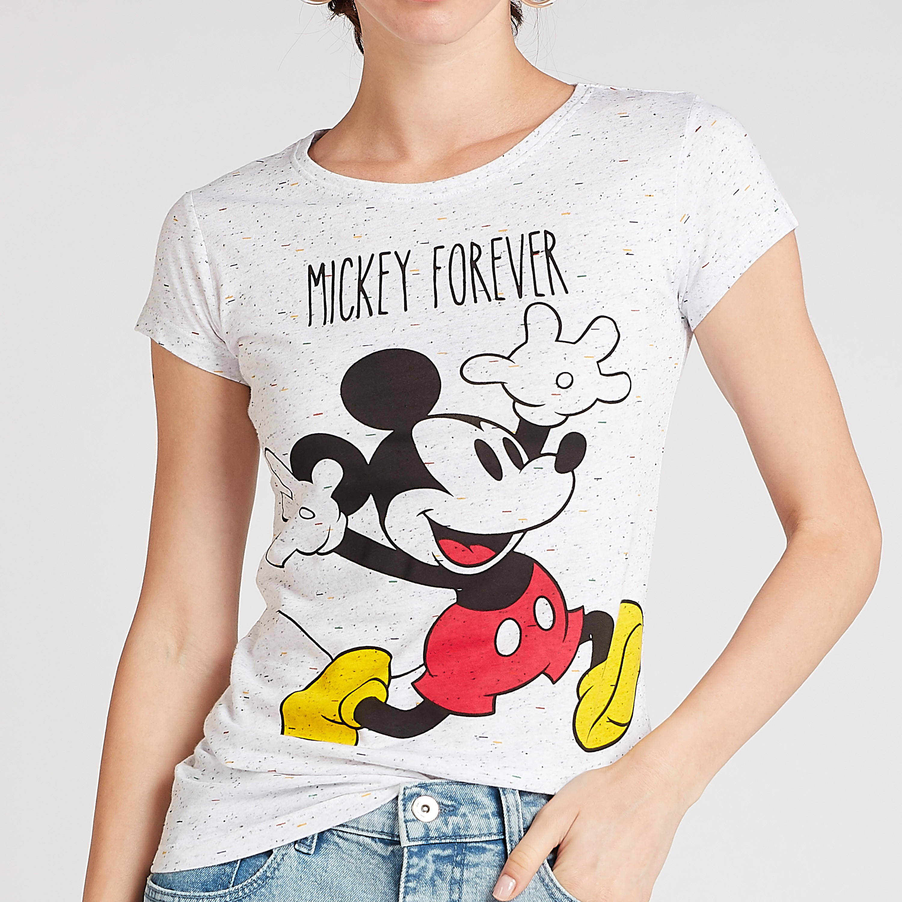Sustainable Mickey Mouse Print T-shirt with Crew Neck-women-clothing-tshirts-image-3