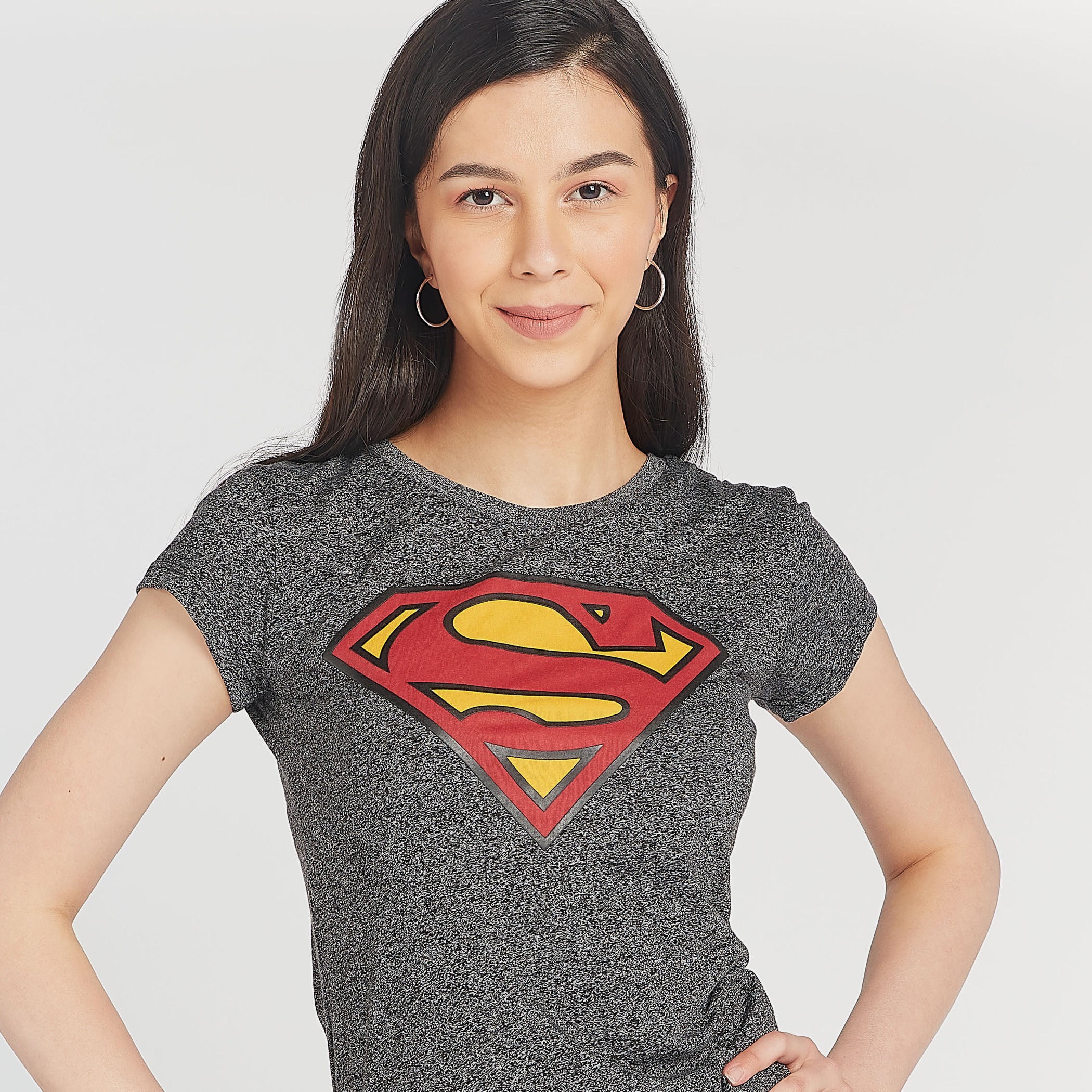 تيشيرت سكيني بأكمام كاب وطبعات سوبرمان جرافيك-women-clothing-tshirts-image-1