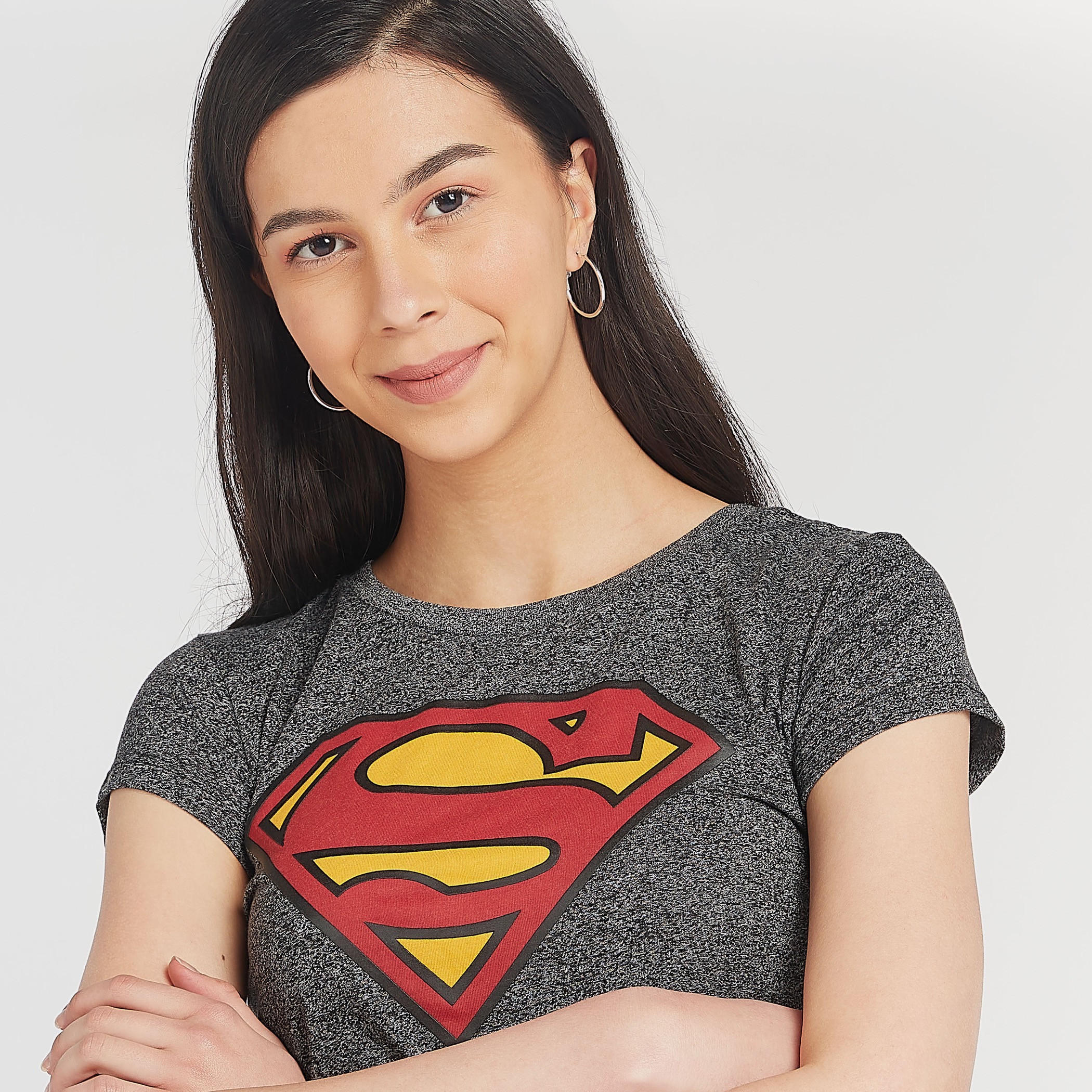 تيشيرت سكيني بأكمام كاب وطبعات سوبرمان جرافيك-women-clothing-tshirts-image-3
