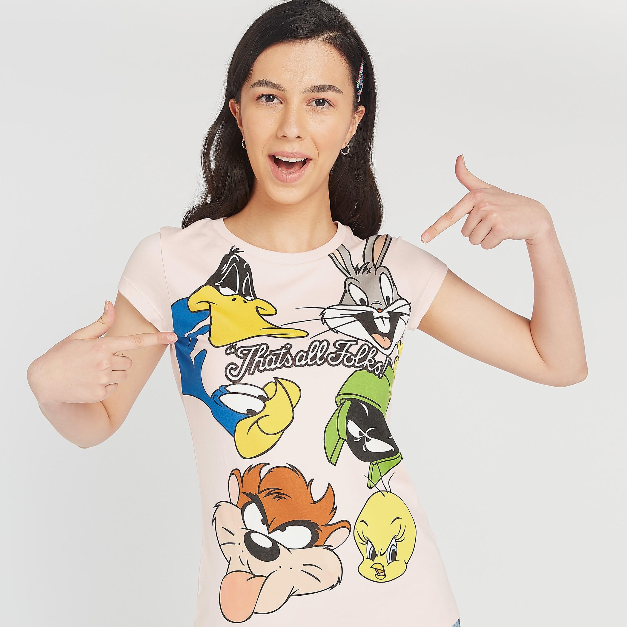 تيشيرت بياقة ضيّقة و طبعات لوني تيونر جرافيك-women-clothing-tshirts-image-1