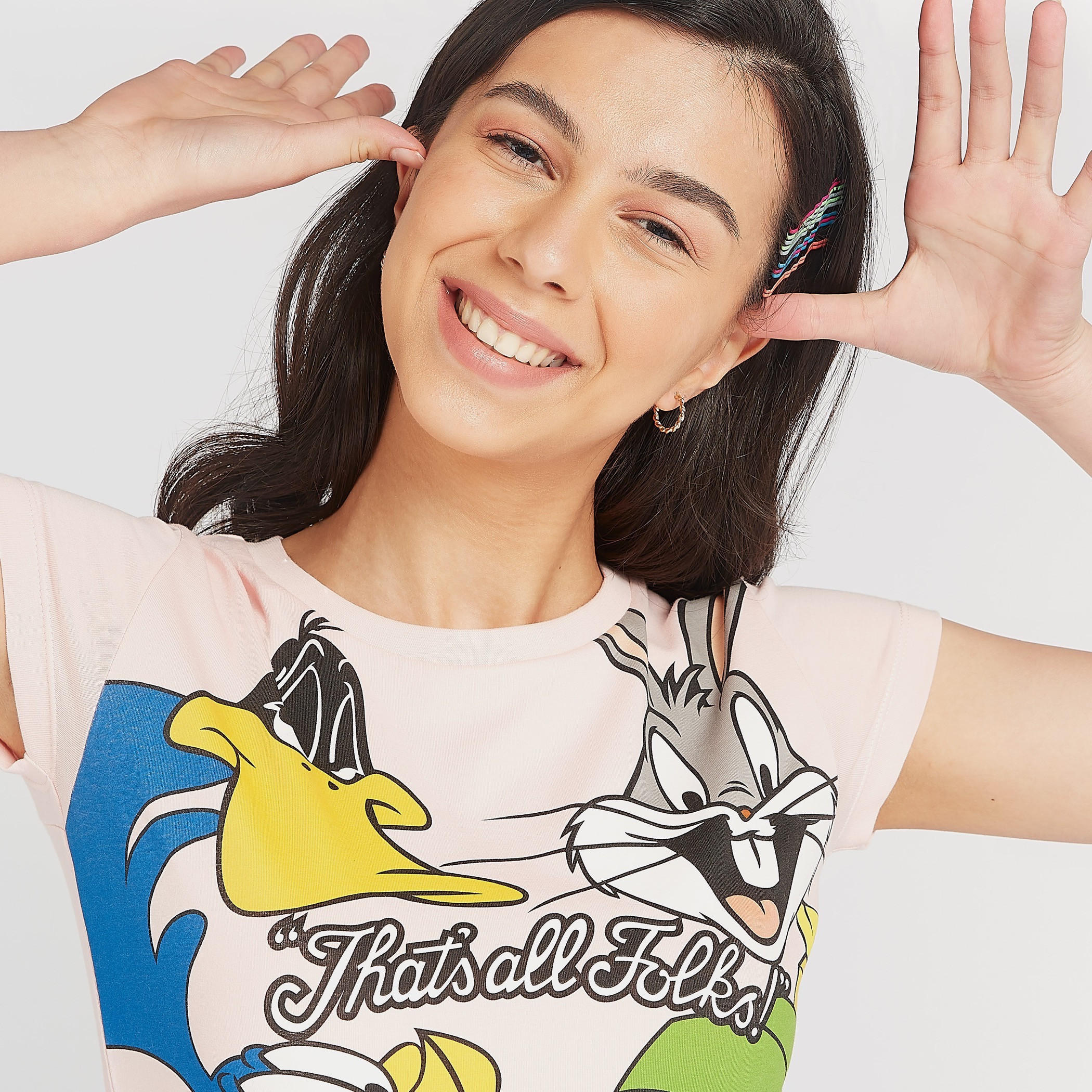 تيشيرت بياقة ضيّقة و طبعات لوني تيونر جرافيك-women-clothing-tshirts-image-3