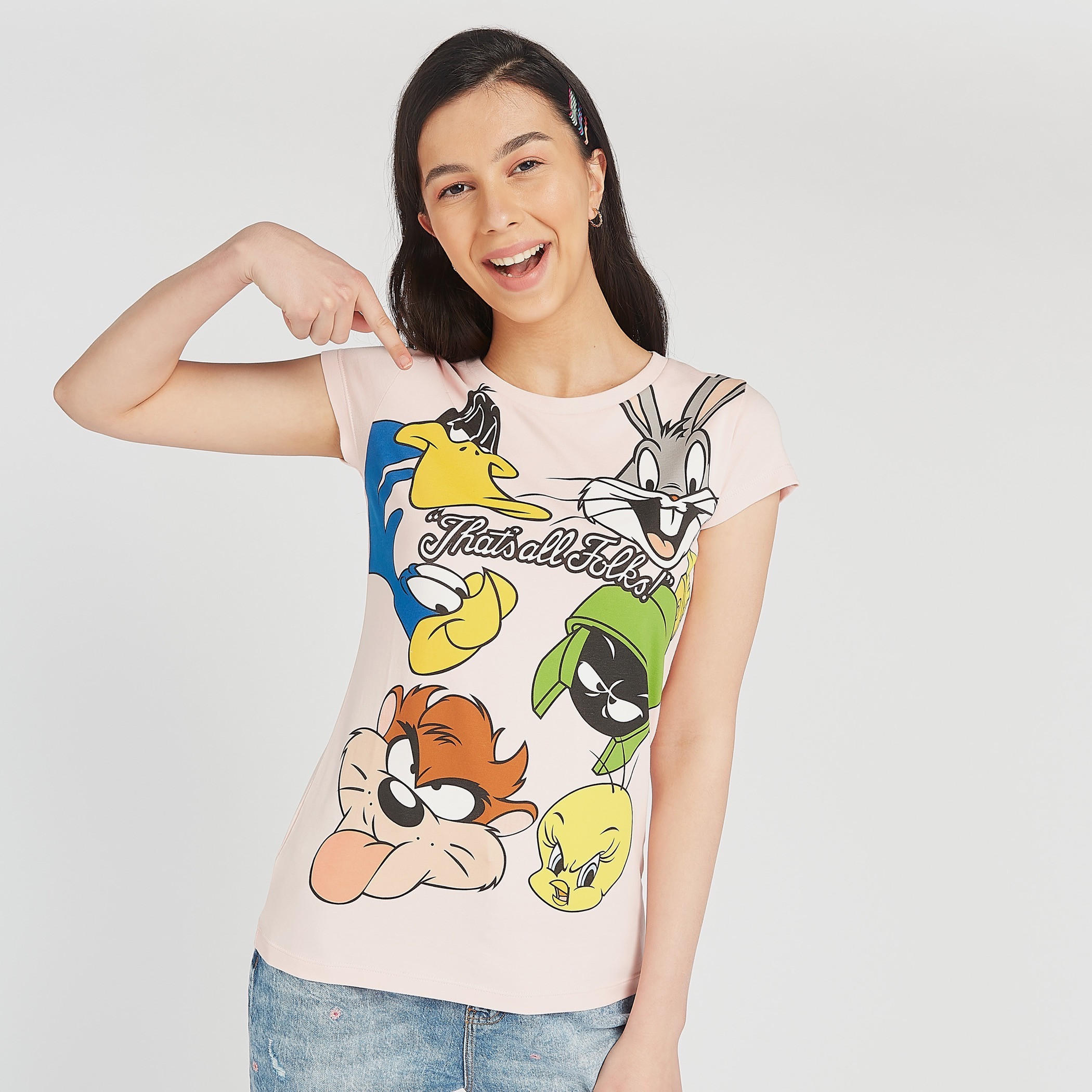 تيشيرت بياقة ضيّقة و طبعات لوني تيونر جرافيك-women-clothing-tshirts-image-5