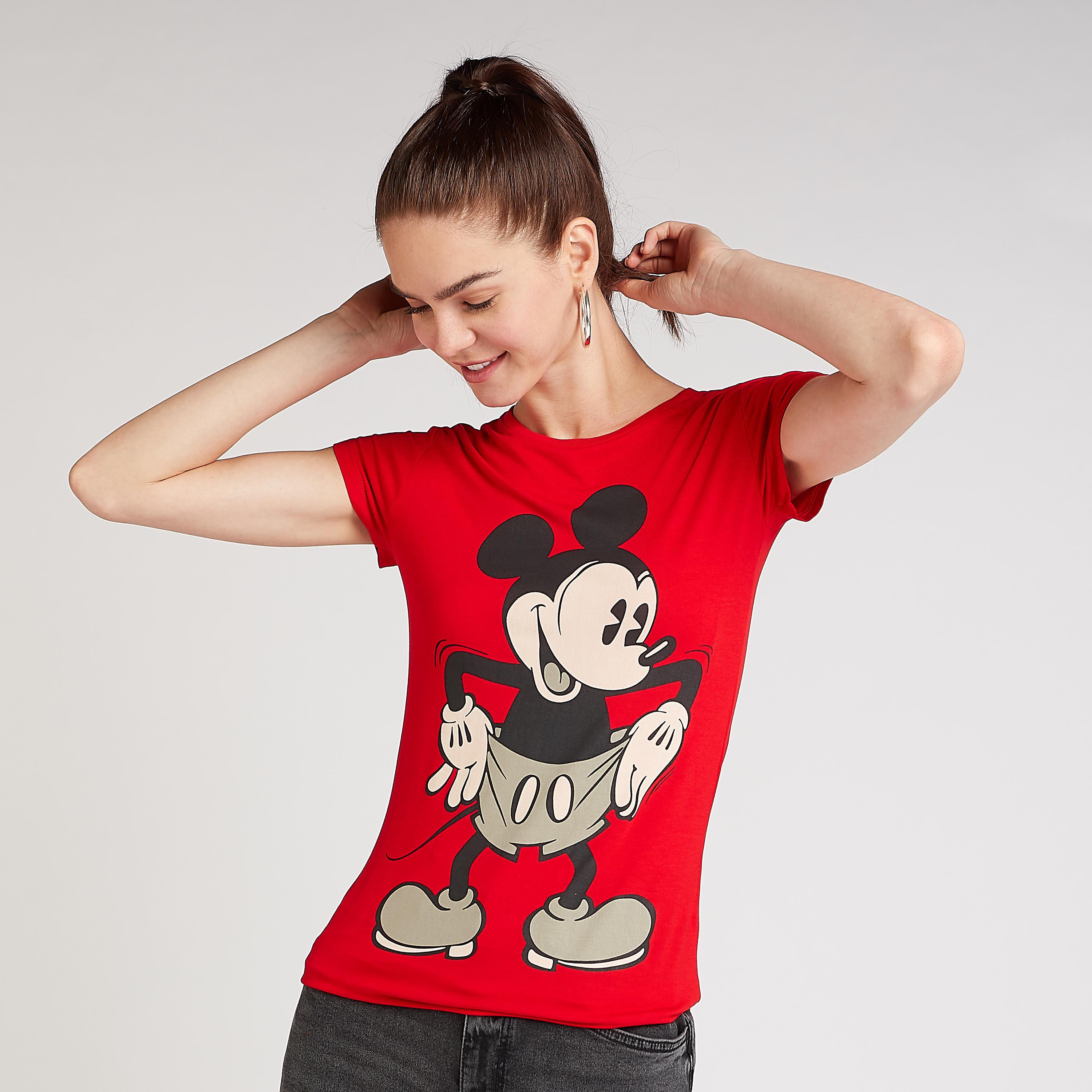 تيشيرت سكيني بياقة مستديرة وأكمام كاب و بطبعات ميكي ماوس-women-clothing-tshirts-image-5