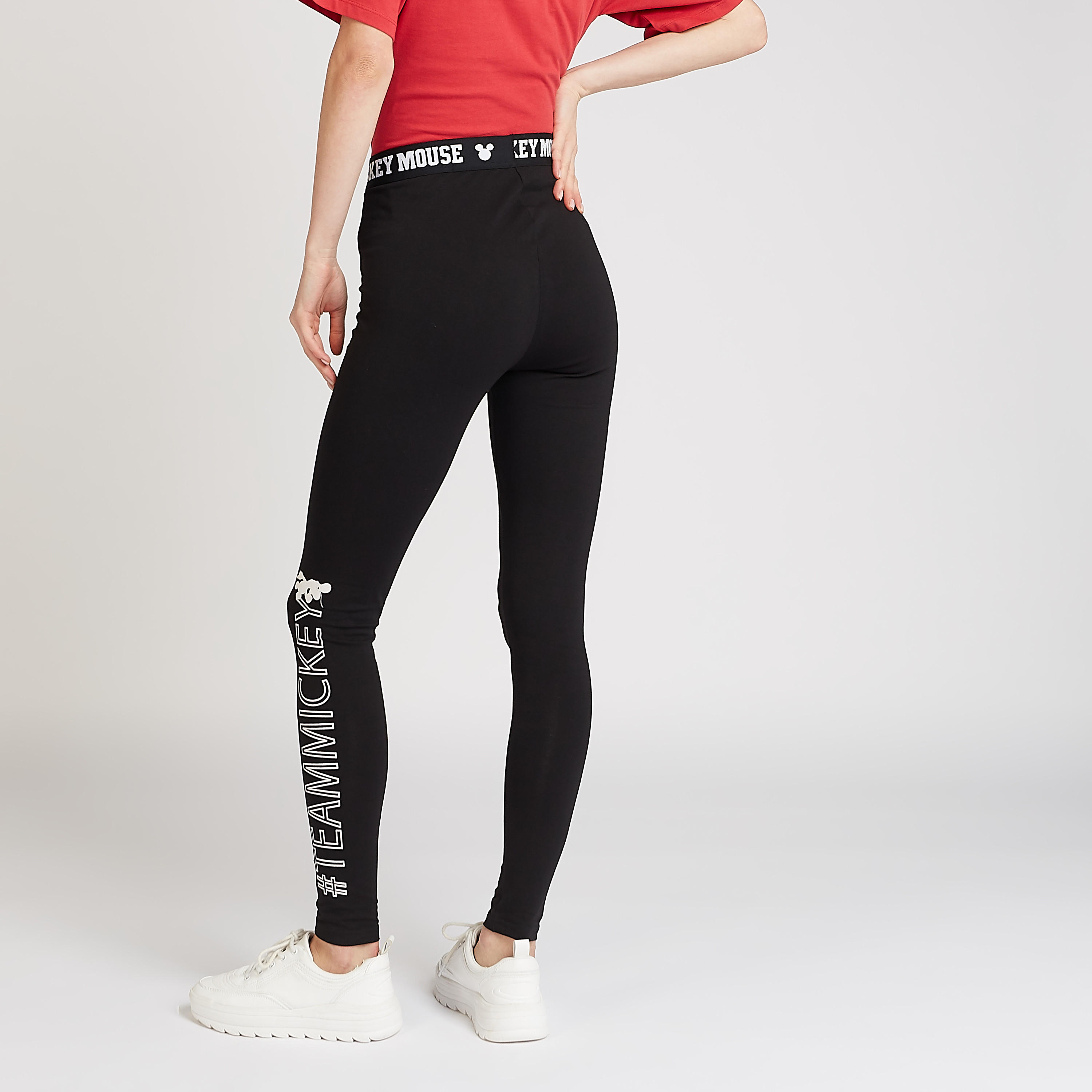بنطلون ليقنز مستدام بخصر مطّاطي وطبعات ميكي ماوس من ديزني-women-clothing-bottoms-leggings-image-4