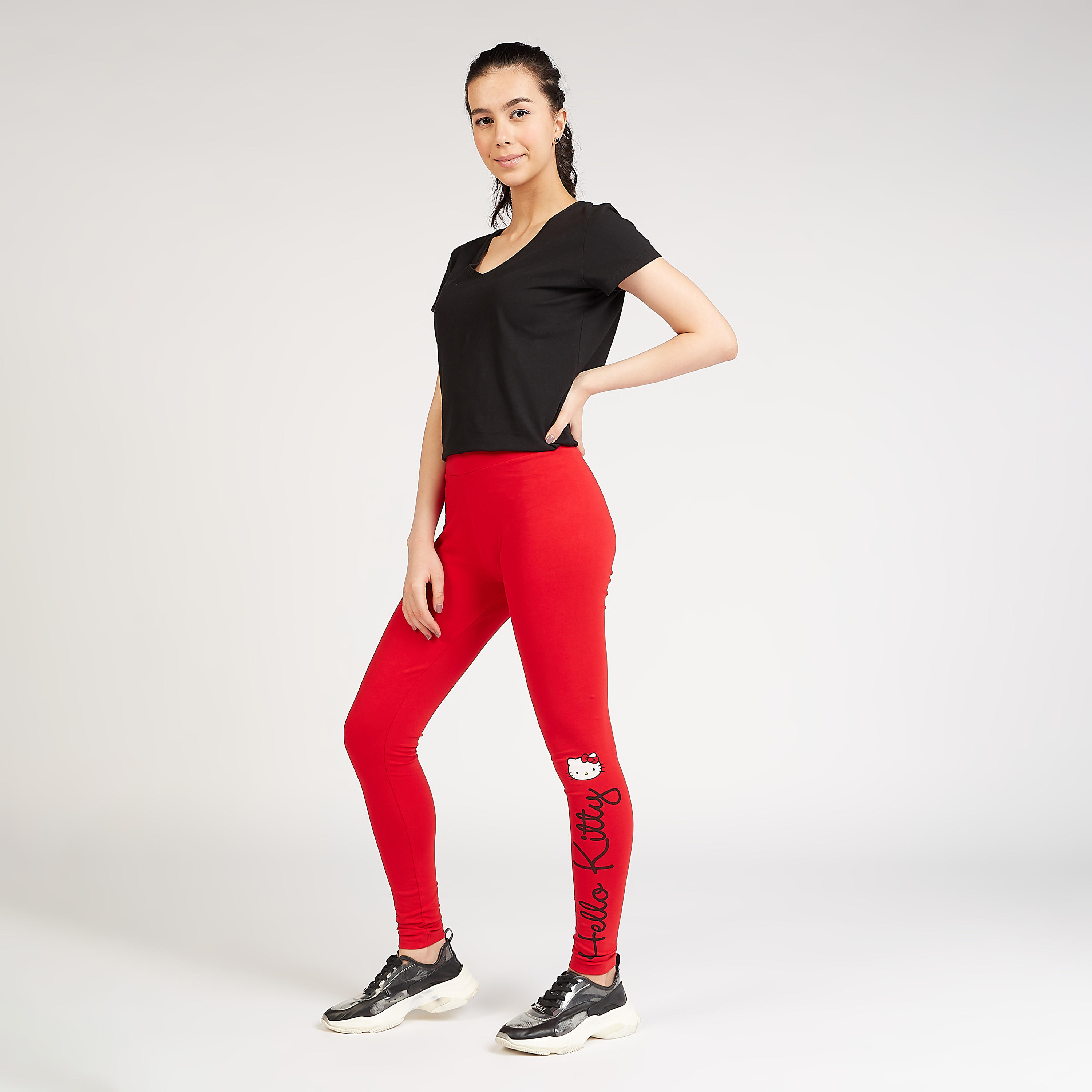 بنطلون ليقنز مستدام بخصر مطّاطي وطبعاتهالو كيتي-women-clothing-bottoms-leggings-image-2