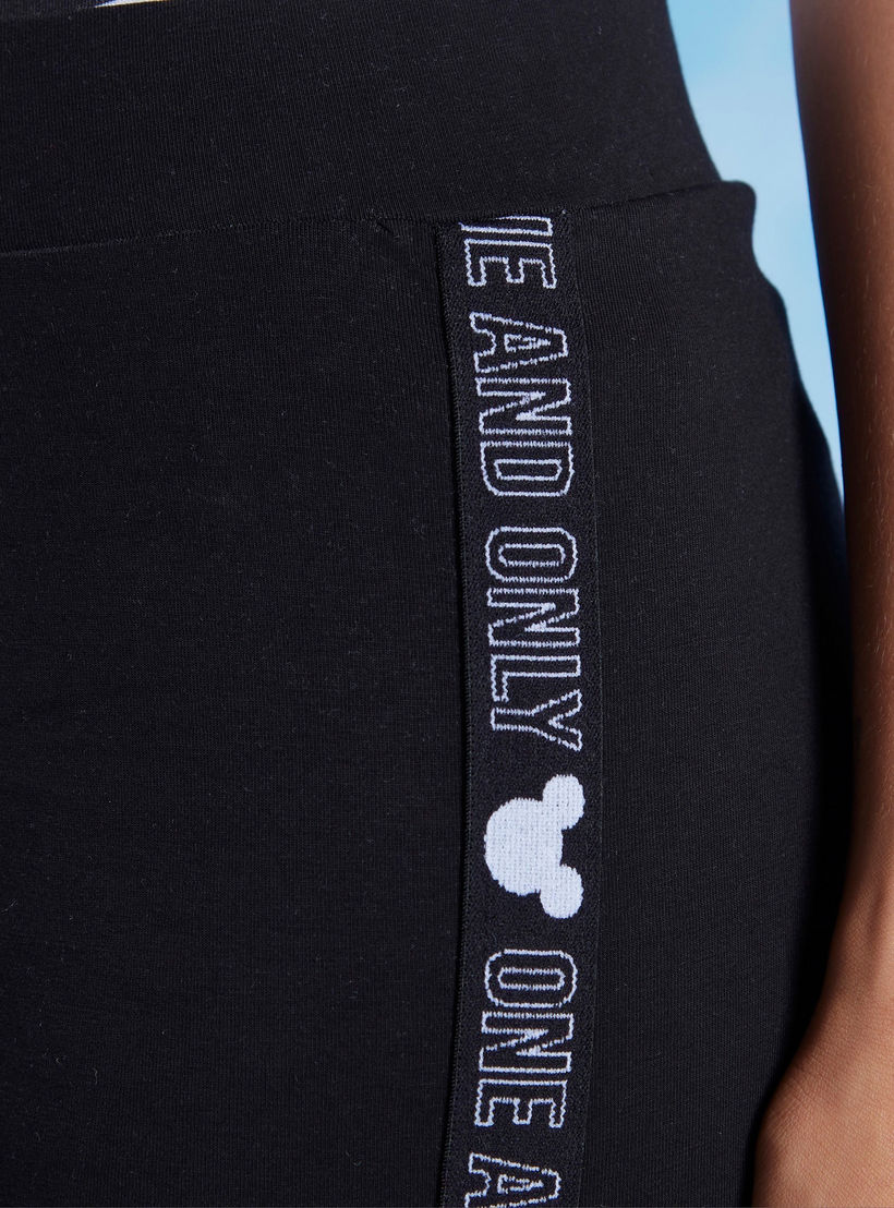 Mickey Mouse Print Leggings with Elasticised Waistband and Tape Detail-women-clothing-bottoms-leggings-image-3