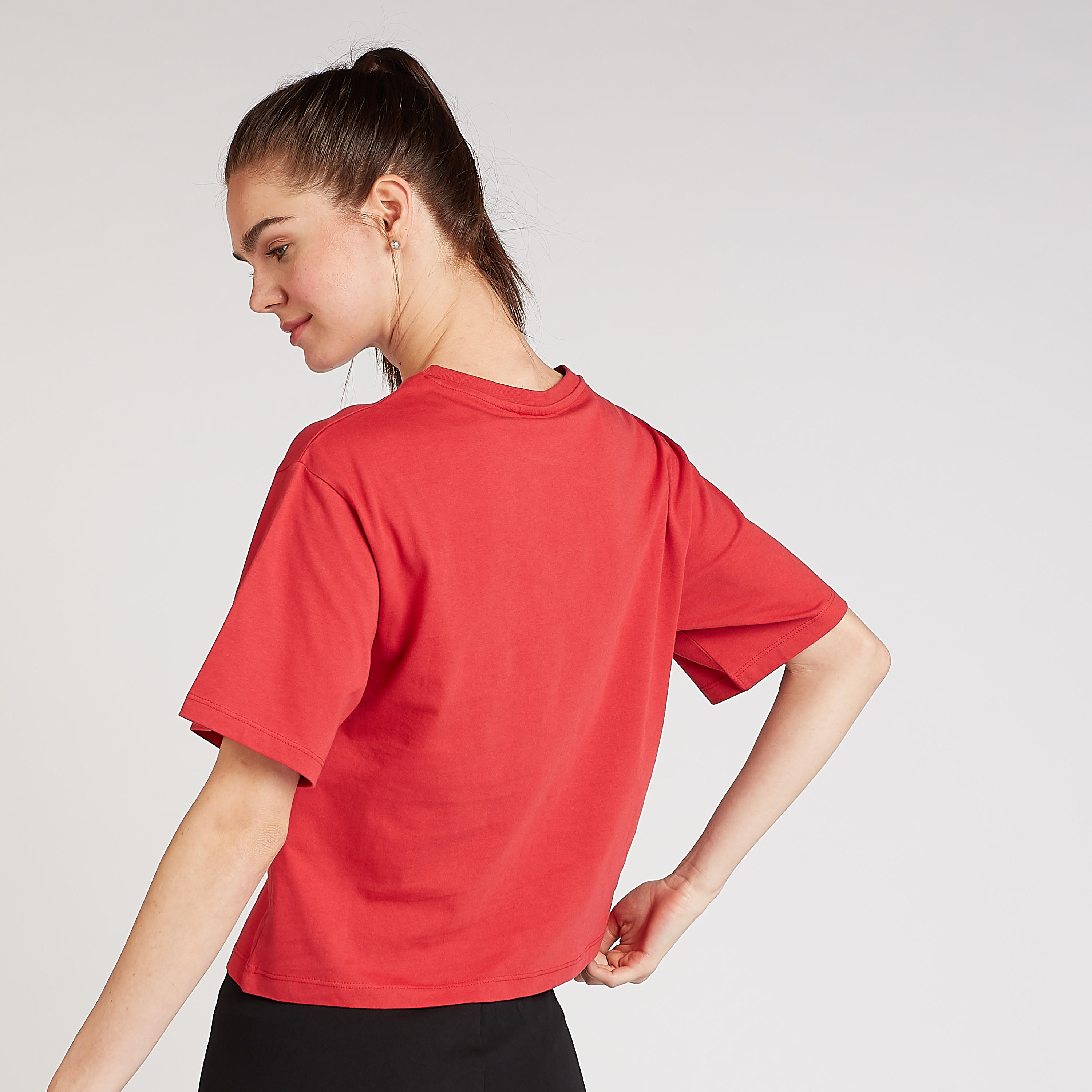 Skinny Fit Mickey Mouse Print T-shirt with Crew Neck-women-clothing-tshirts-image-4