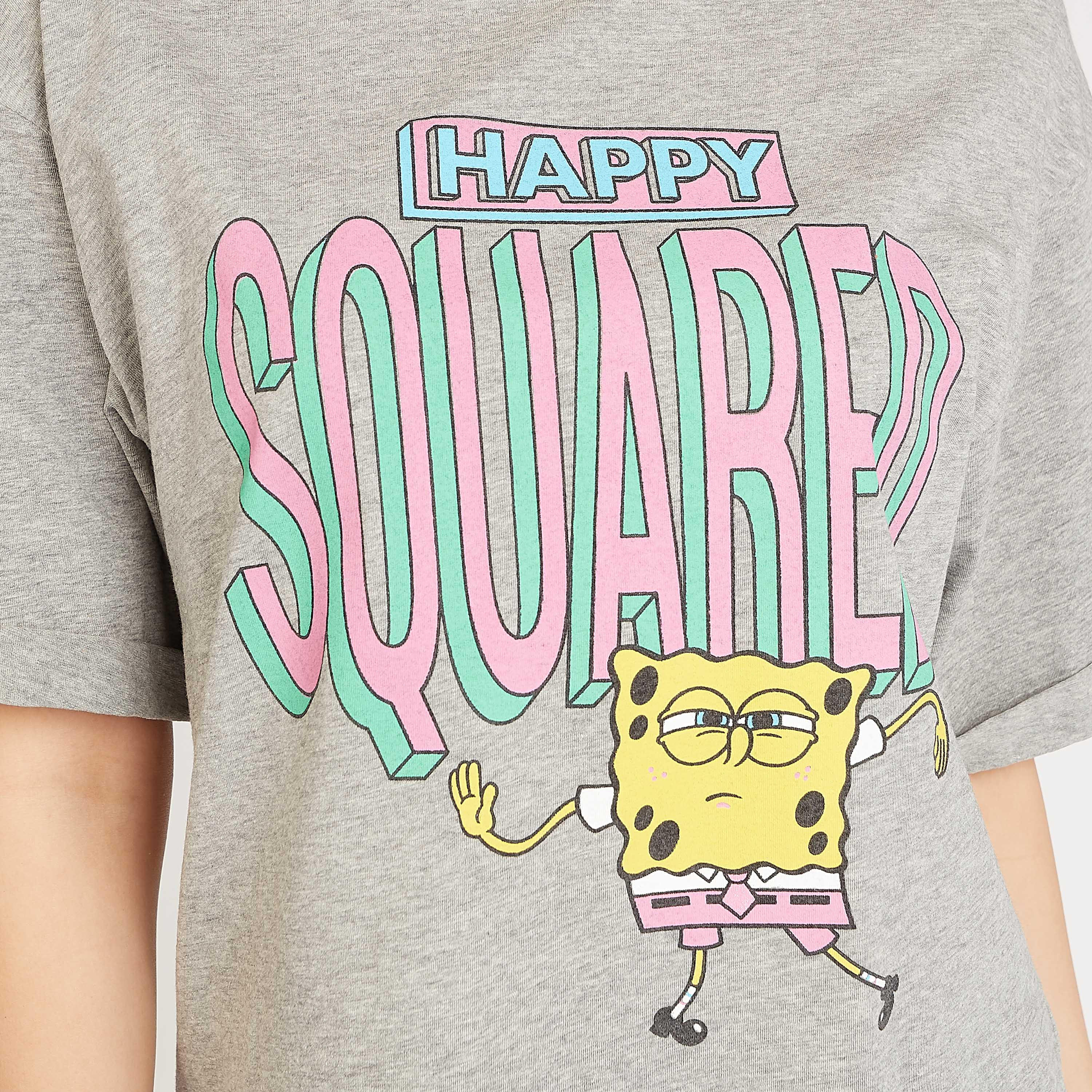 SpongeBob SquarePants Graphic Print T-shirt with Crew Neck-women-clothing-tshirts-image-3