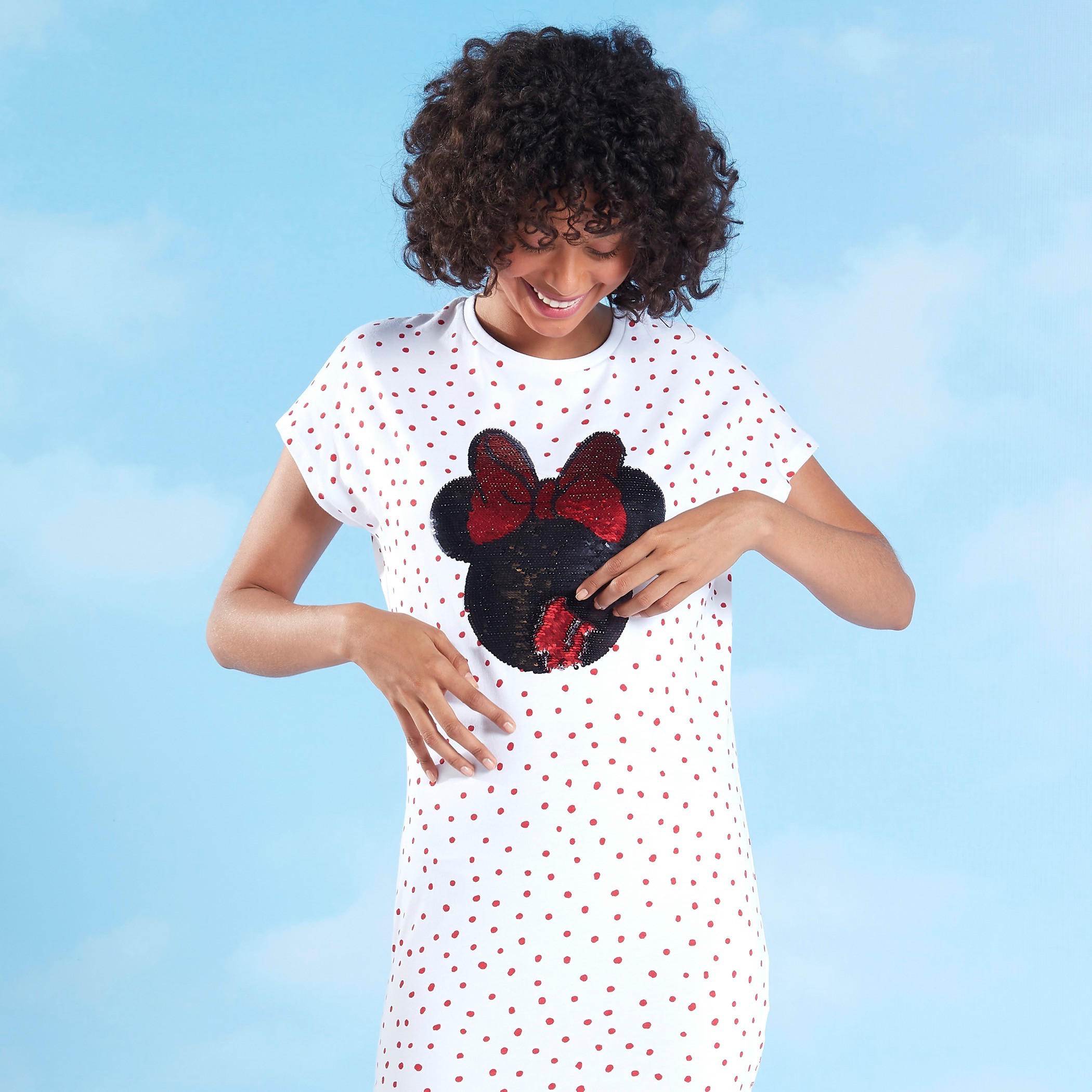 فستان تيشيرت بتفاصيل ترتر ميني ماوس-women-clothing-dresses-image-4
