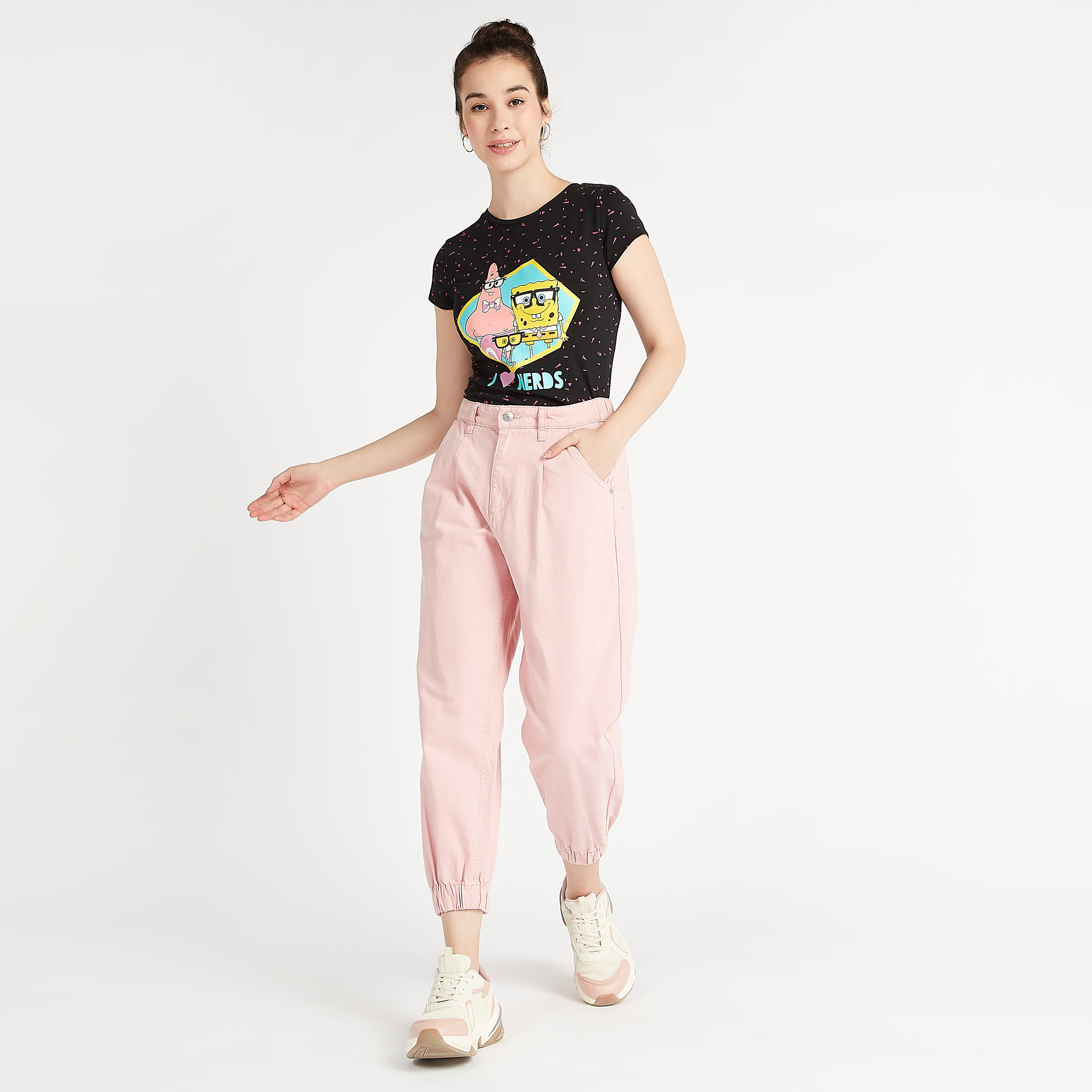 Printed Crew Neck T-shirt with Cap Sleeves-women-clothing-tshirts-image-2