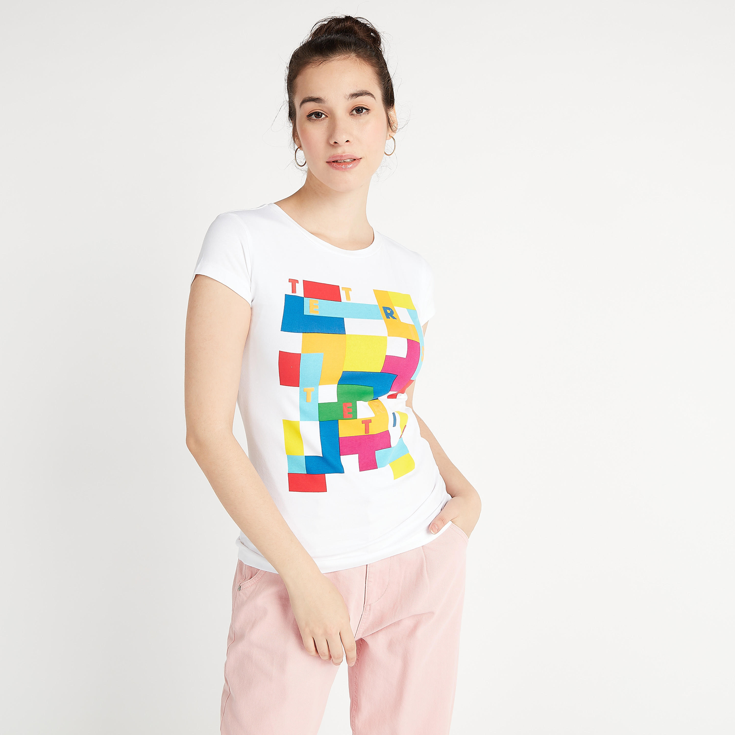 تيشيرت سكيني فيت بياقة ضيّقة وأكمام قصيرة وطبعات-women-clothing-tshirts-image-2