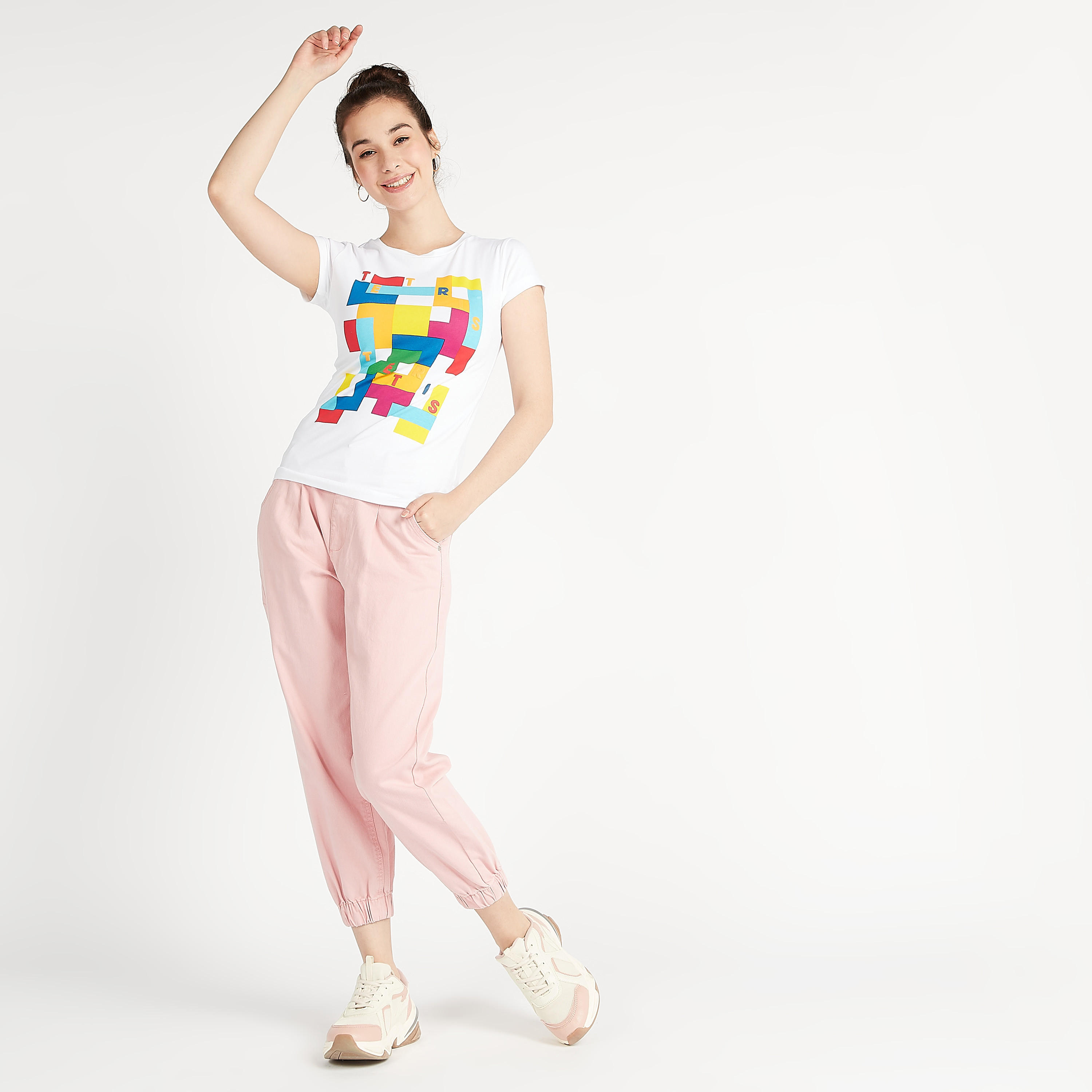 تيشيرت سكيني فيت بياقة ضيّقة وأكمام قصيرة وطبعات-women-clothing-tshirts-image-3