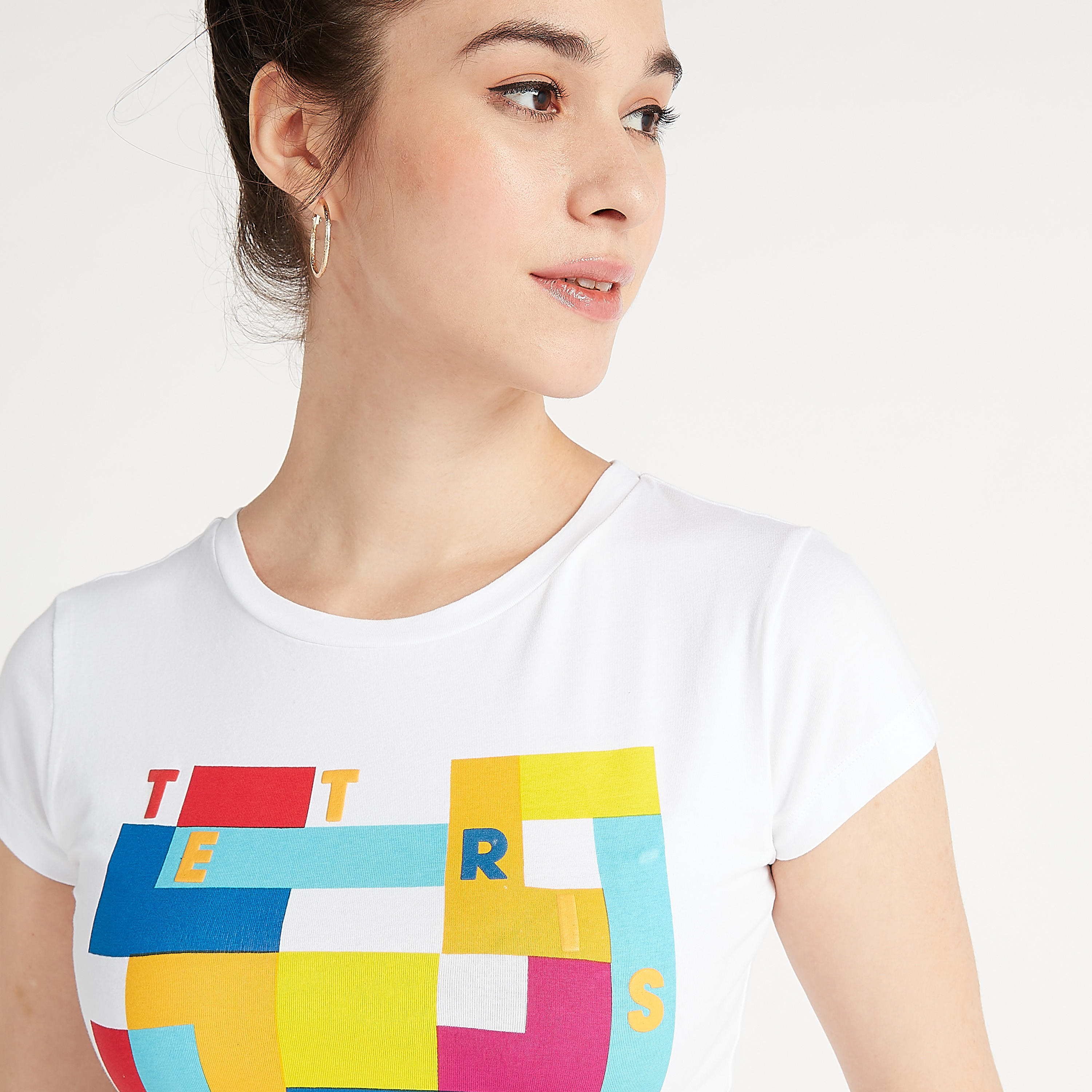 تيشيرت سكيني فيت بياقة ضيّقة وأكمام قصيرة وطبعات-women-clothing-tshirts-image-5