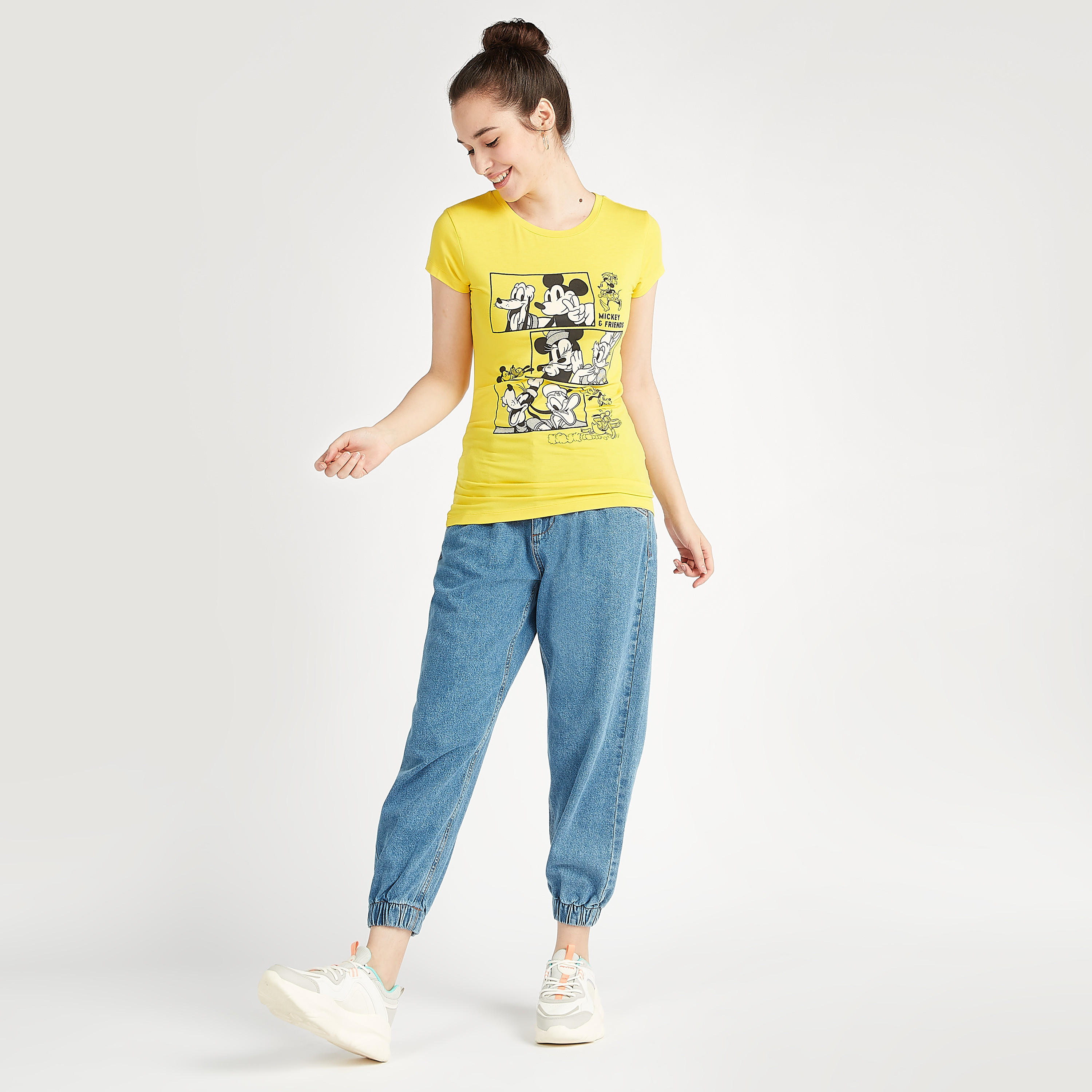 Mickey Mouse and Friends Print T-shirt with Cap Sleeves-women-clothing-tshirts-image-2