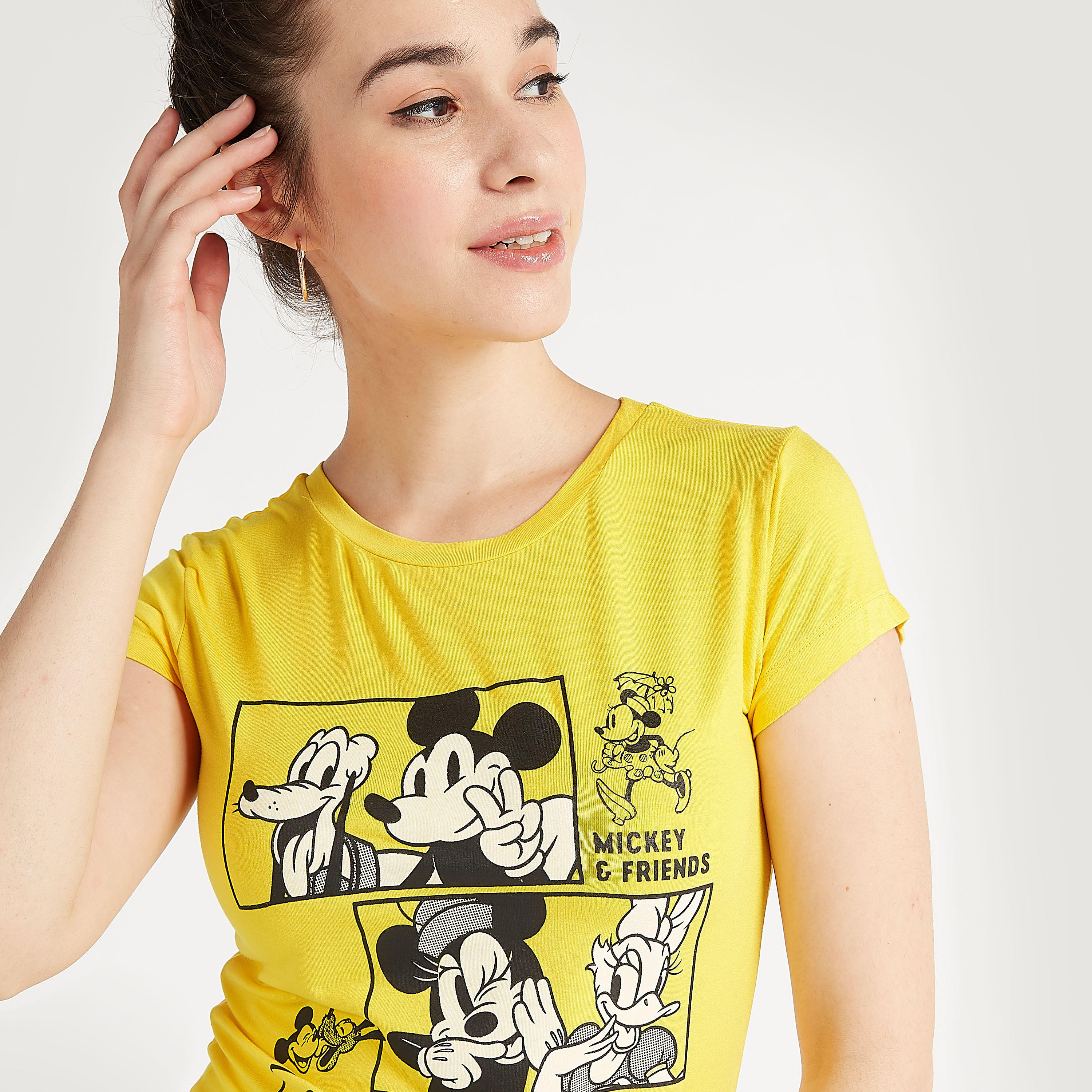 Mickey Mouse and Friends Print T-shirt with Cap Sleeves-women-clothing-tshirts-image-3