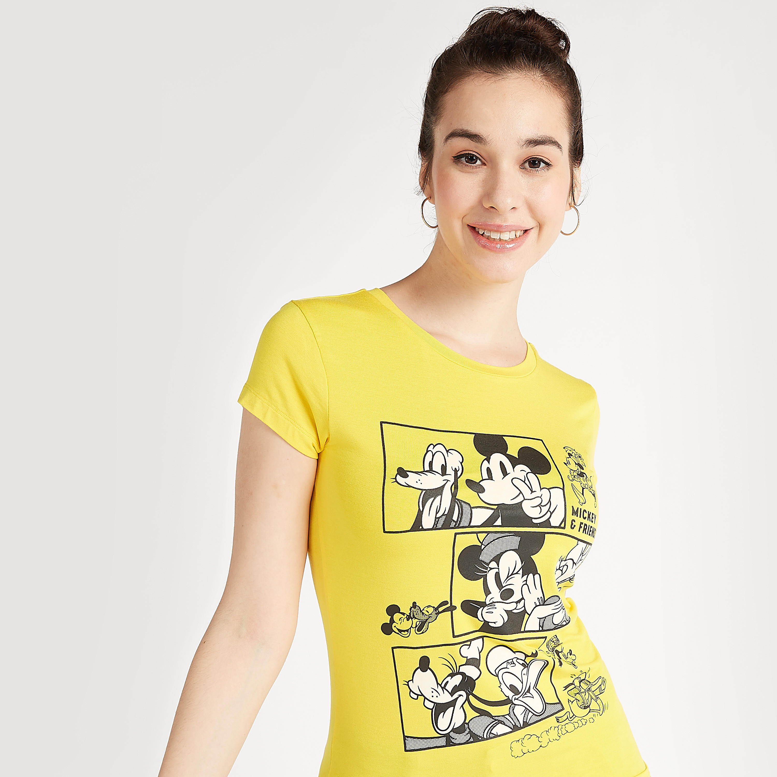 Mickey Mouse and Friends Print T-shirt with Cap Sleeves-women-clothing-tshirts-image-5
