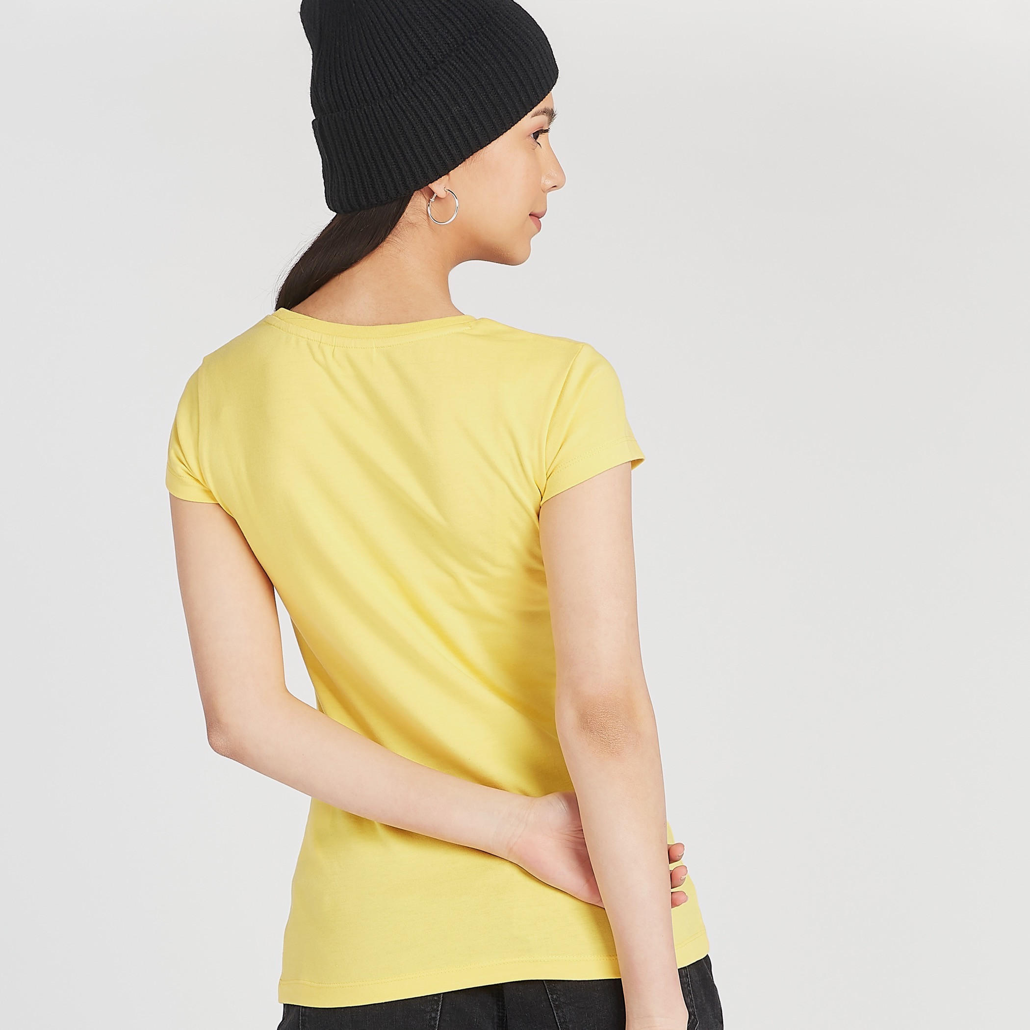 Batman Logo Print Crew Neck T-shirt with Cap Sleeves-women-clothing-tshirts-image-4