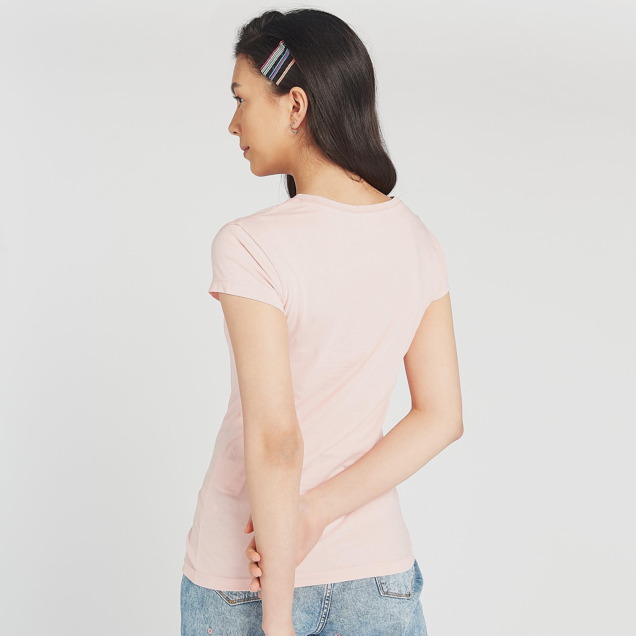 Mickey Mouse Print Crew Neck T-shirt with Cap Sleeves-women-clothing-tshirts-image-4