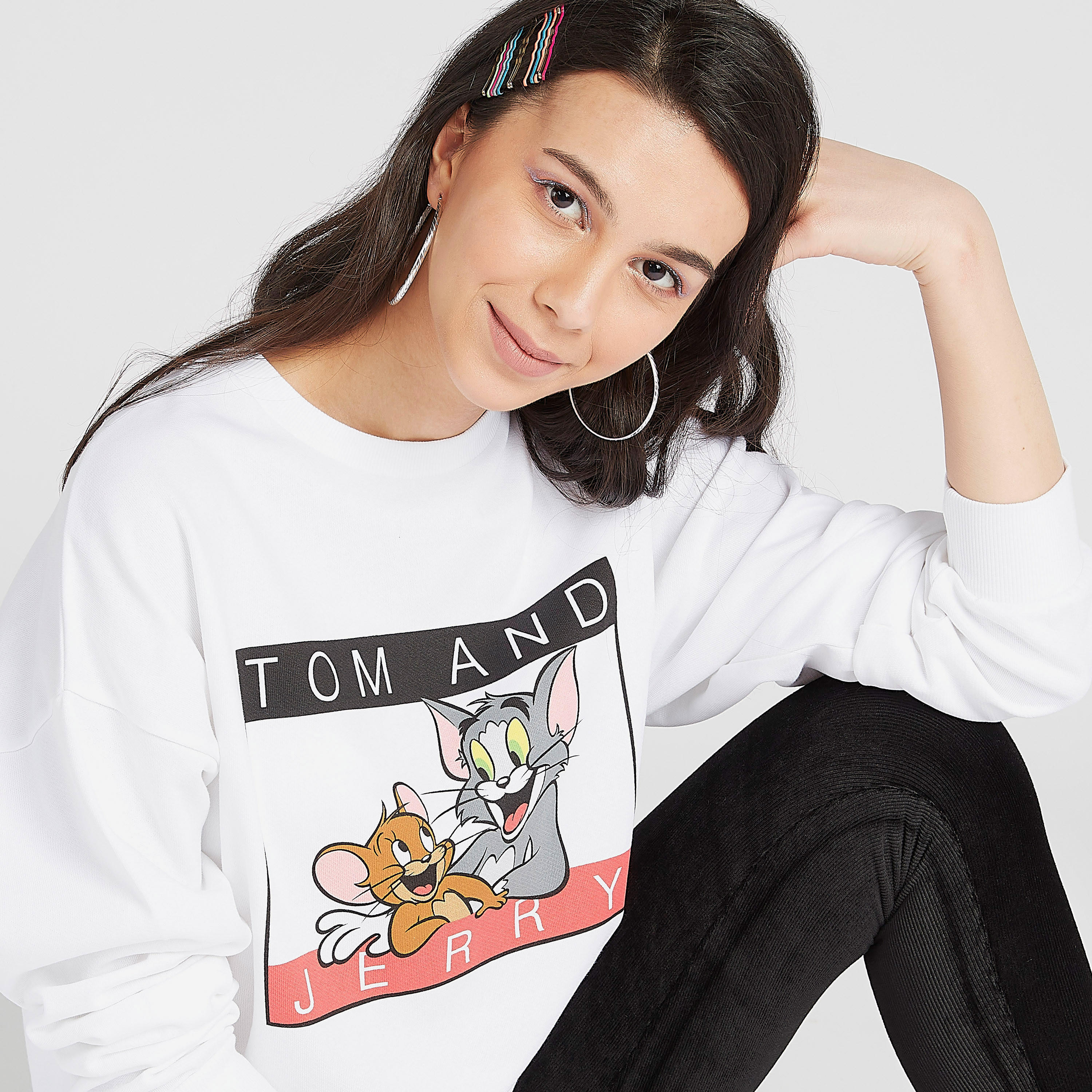 Sustainable Printed Crew Neck T-shirt with Long Sleeves-women-winterwear-hoodiesandsweatshirts-sweatshirts-image-3